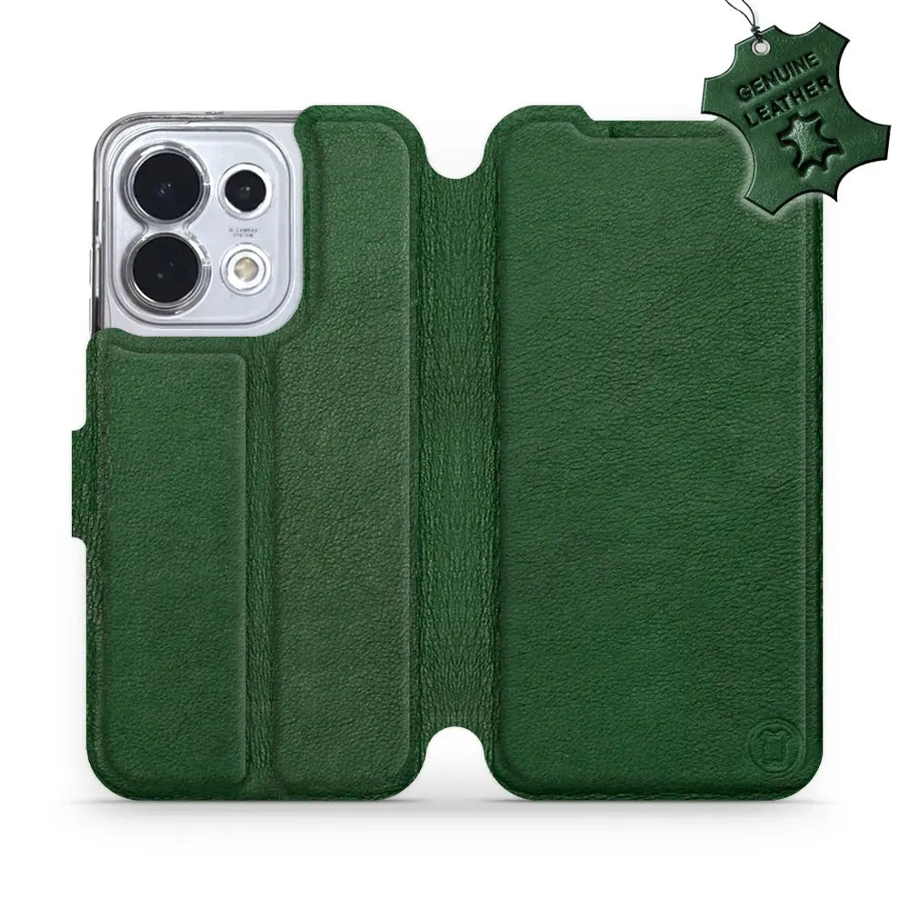 Echtleder Handyhülle für Oppo Reno16 5G, Mobiwear Leather, Grün