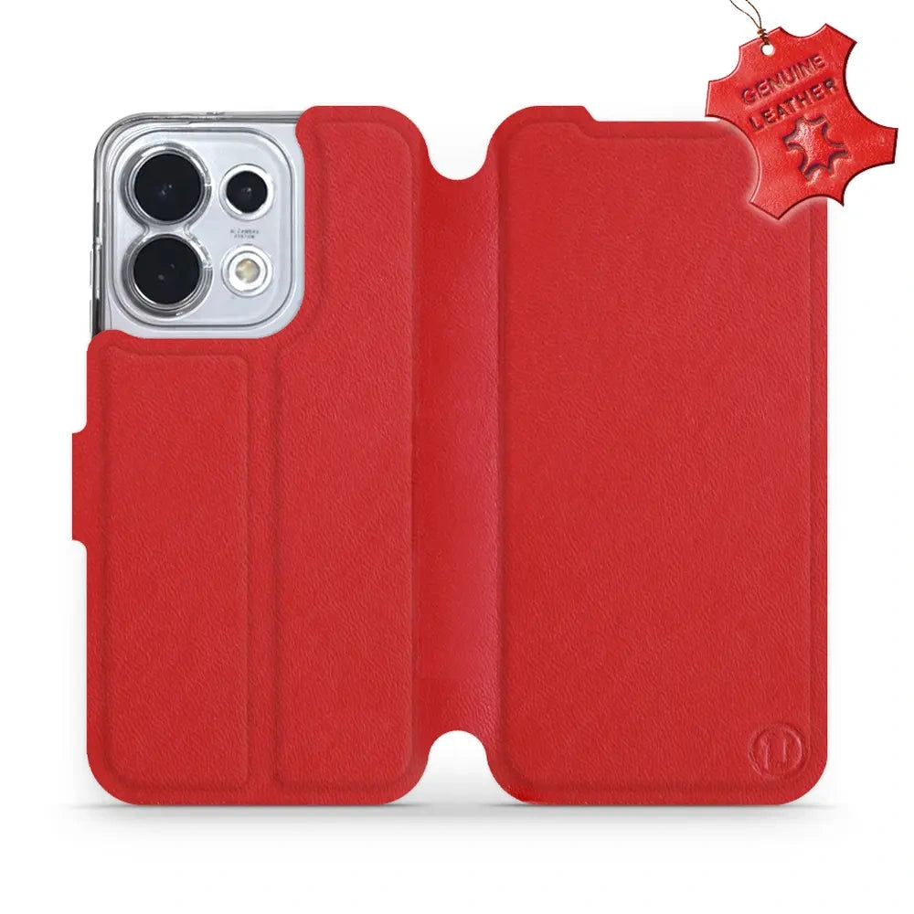 Echtleder Handyhülle für Oppo Reno16 5G, Mobiwear Leather, Rot