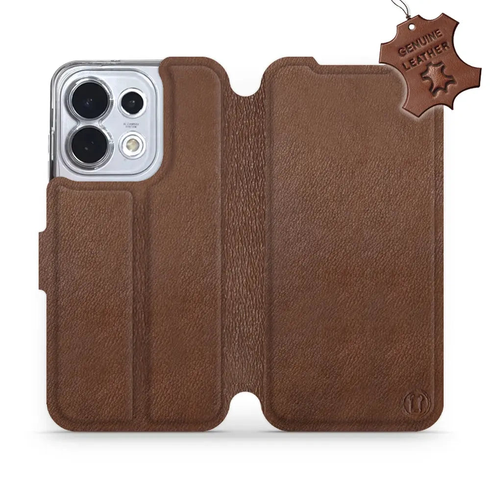 Echtleder Handyhülle für Oppo Reno16 5G, Mobiwear Leather, Braun