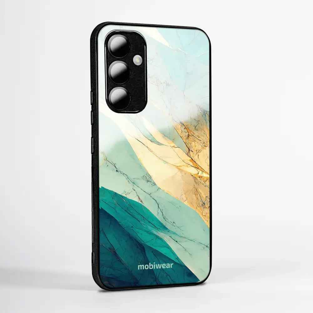Handyhülle für Oppo Reno16 Pro 5G, Mobiwear Glossy Case, Türkis-Marmor