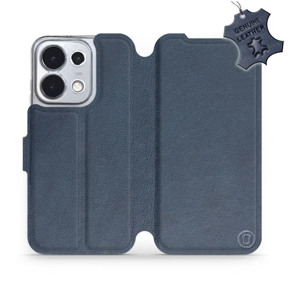 Echtleder Handyhülle für Oppo Reno16 Pro 5G, Mobiwear Leather, Dunkelblau