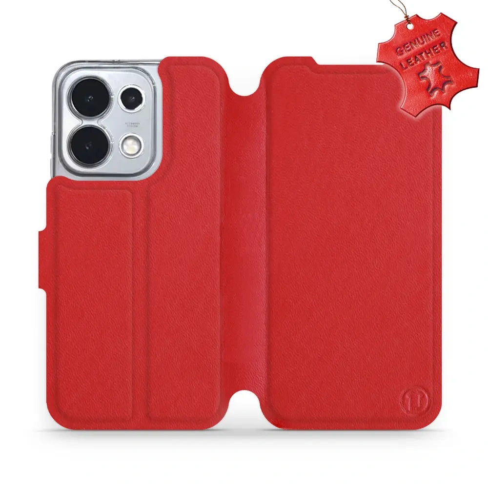 Echtleder Handyhülle für Oppo Reno16 Pro 5G, Mobiwear Leather, Rot