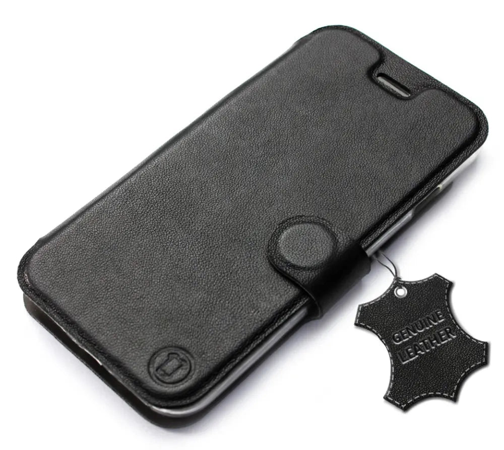 Echtleder Handyhülle für Oppo Reno16 Pro 5G, Mobiwear Leather, Schwarz