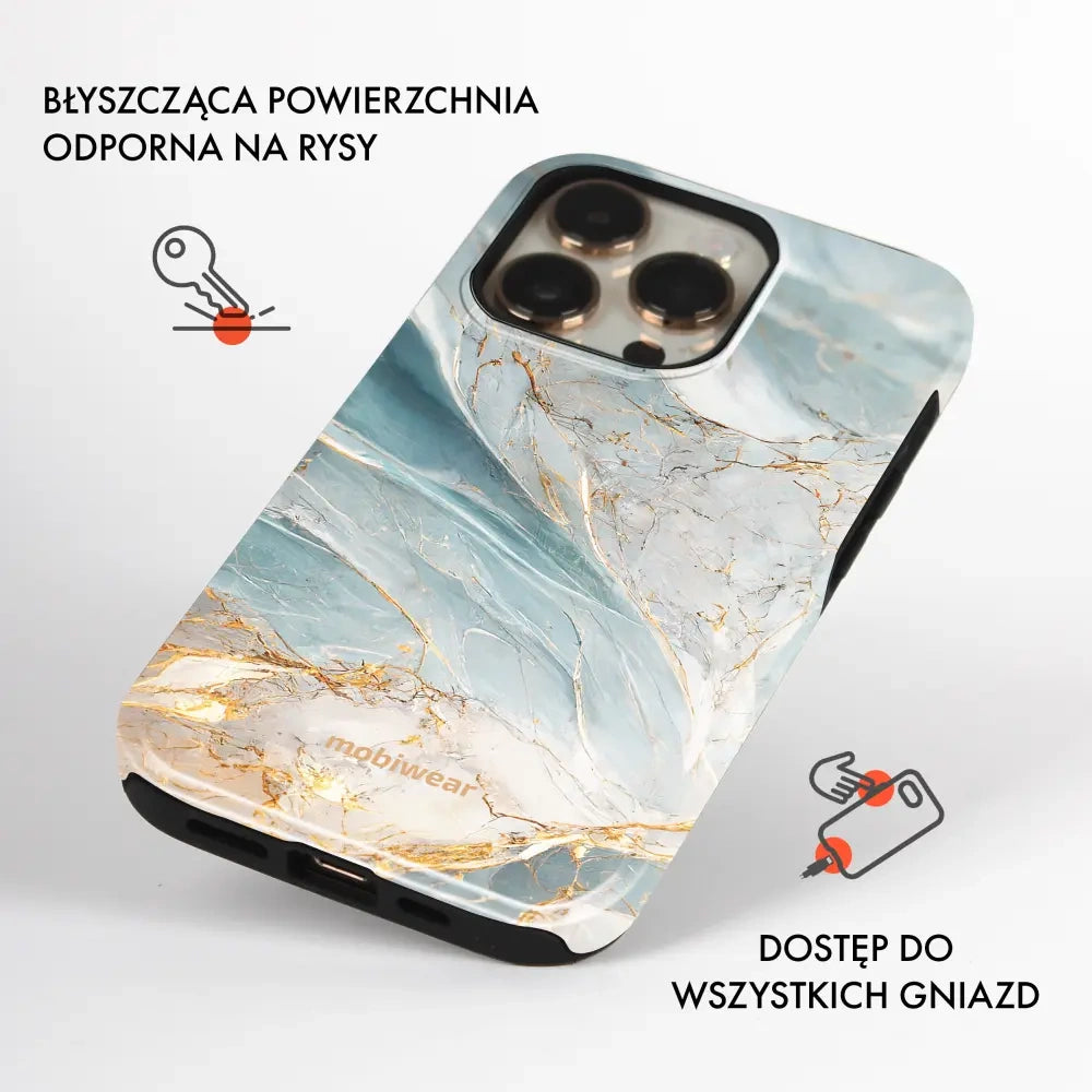 Handyhülle für Galaxy A27 5G, Mobiwear Elite Pro, Adern des Azur