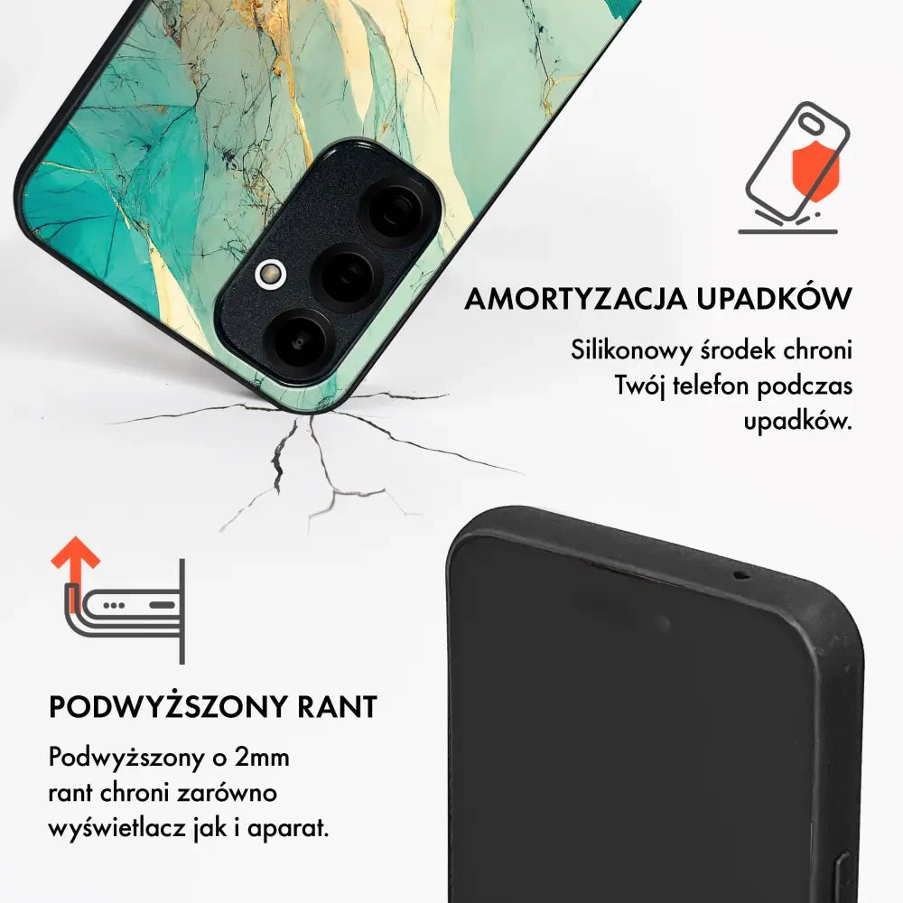 Handyhülle für Vivo X300 FE, Mobiwear Glossy Case, Türkis-Marmor