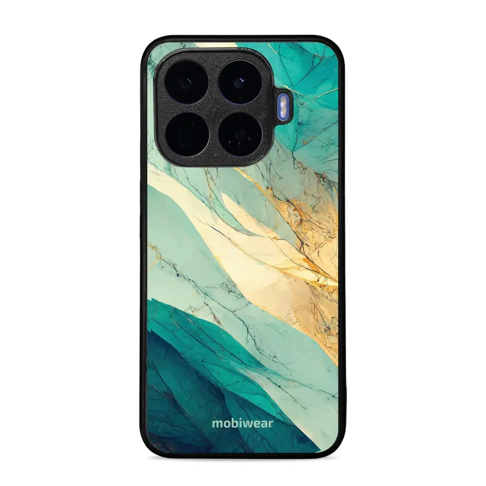 Handyhülle für Xiaomi 17T, Mobiwear Glossy Case, Türkis-Marmor