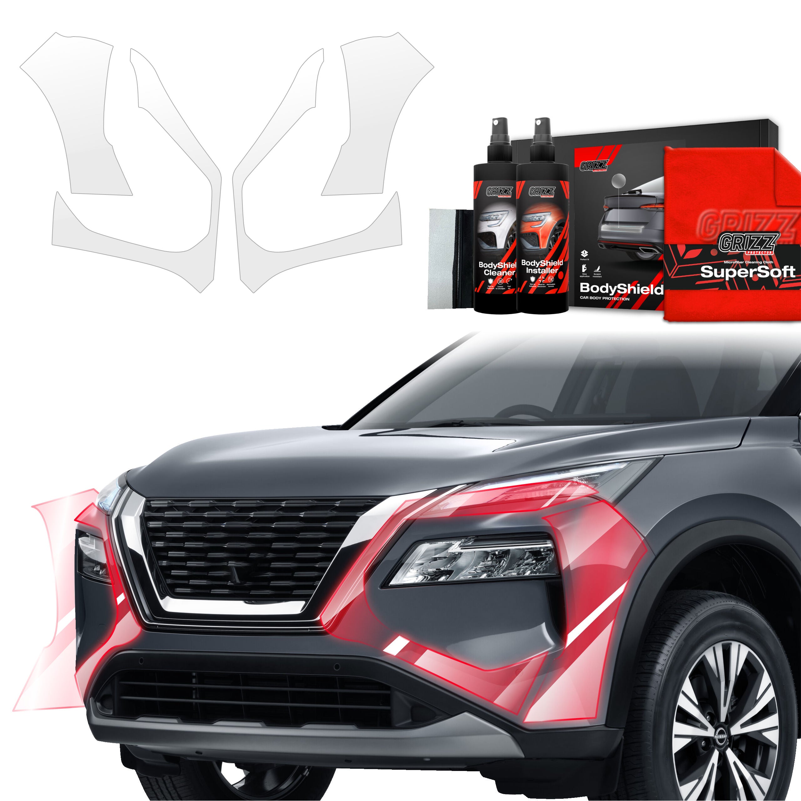 4in1 Schutzfolie Grizz Protector für Stoßstange - Nissan X-Trail Facelift (2024-2026)