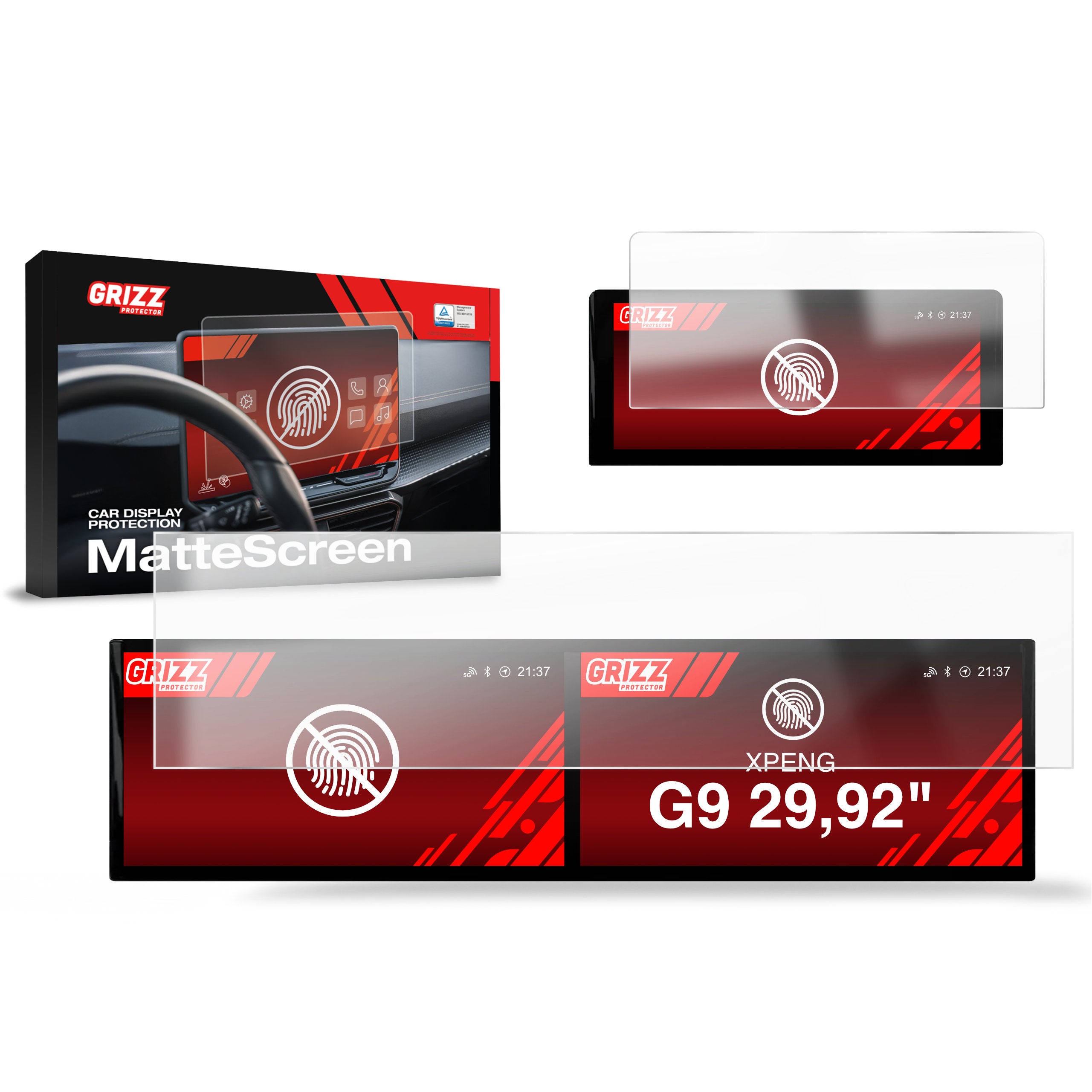Matte Autodisplayfolie 2in1 für XPENG G9 29,92" (2023-2026), Grizz Protector