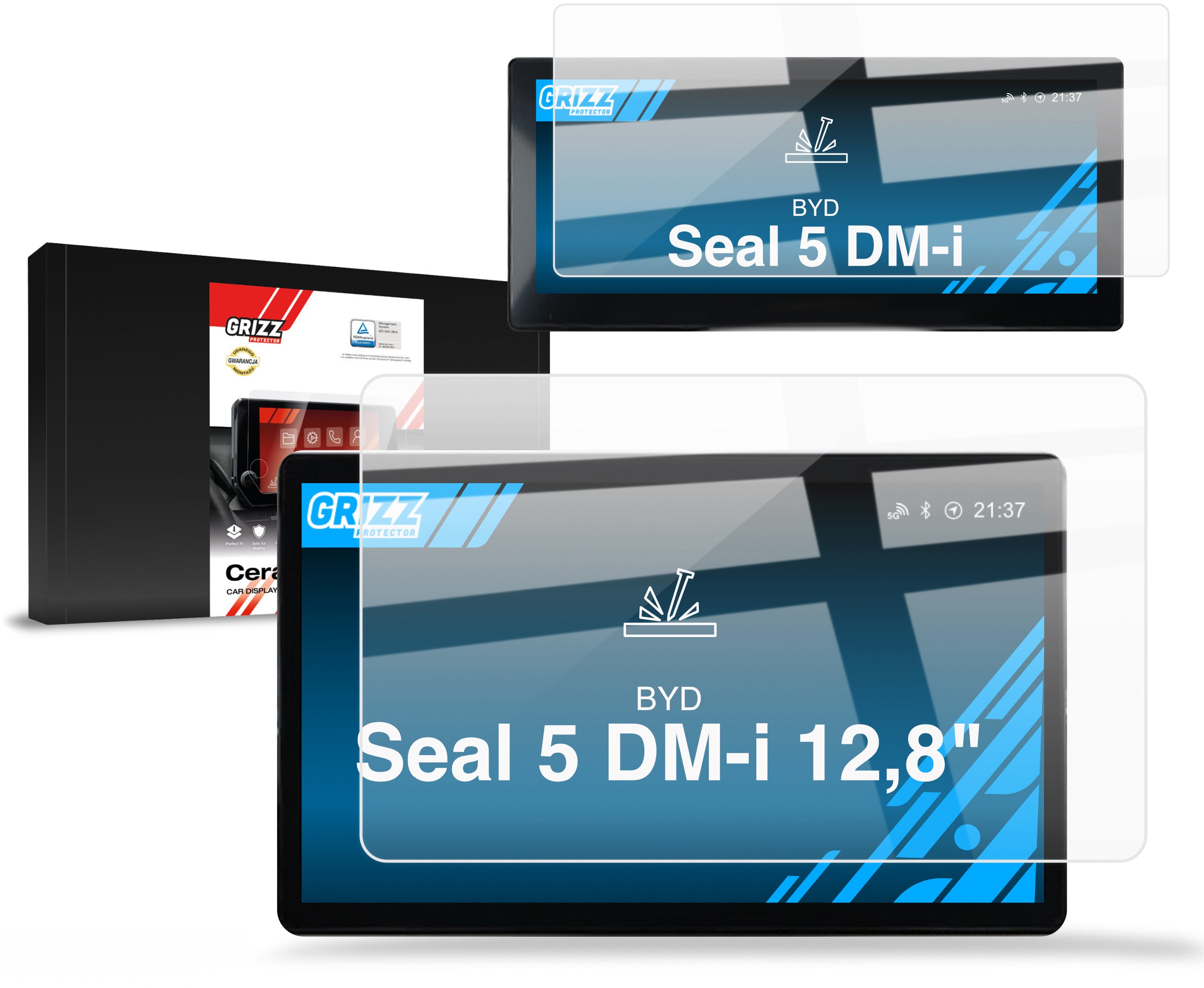 Keramische Autodisplayfolie 2in1 für BYD Seal 5 DM-i 12,8" (2025-2026), Grizz Protector