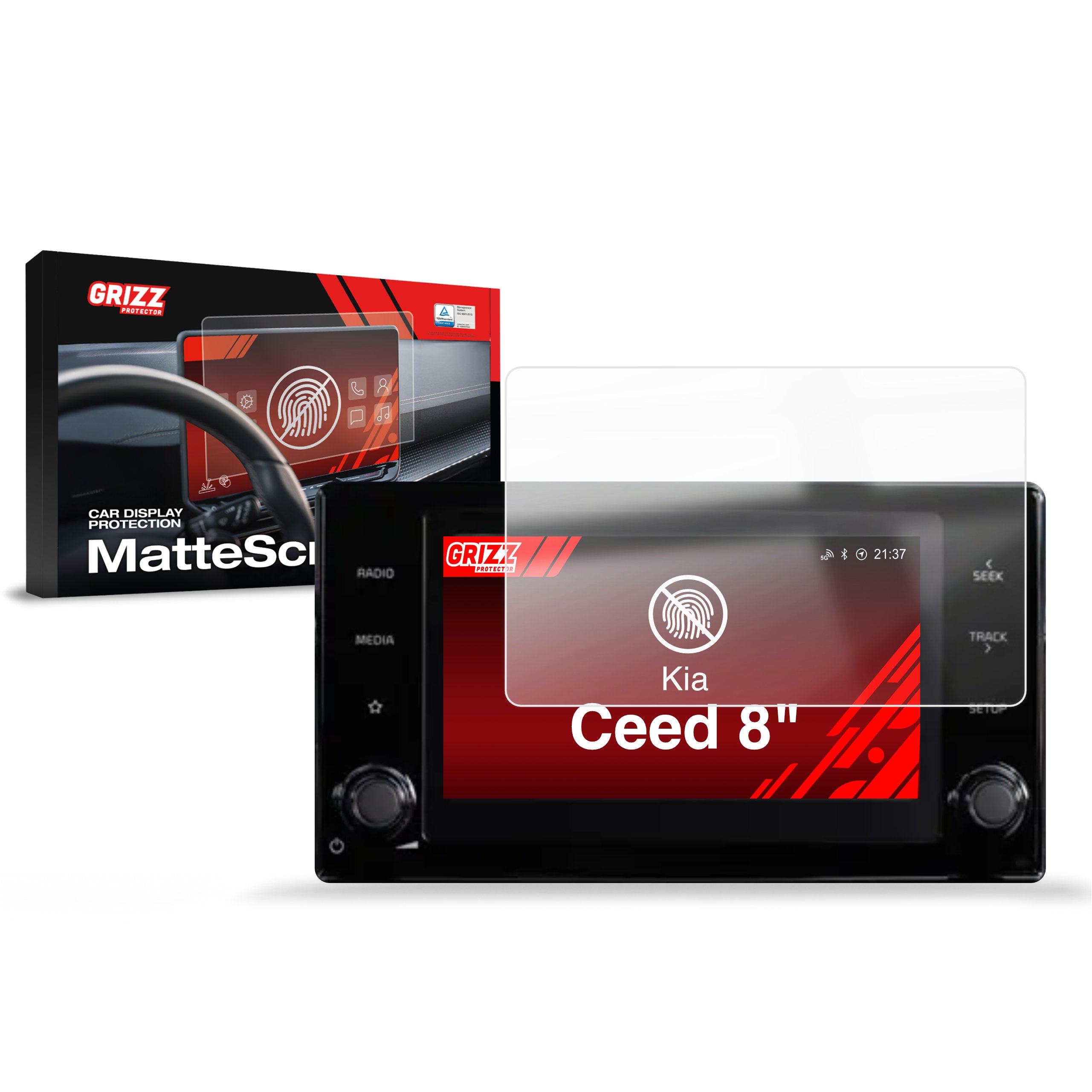 Matte Autodisplayfolie für Kia Ceed 8" (2018-2024), Grizz Protector