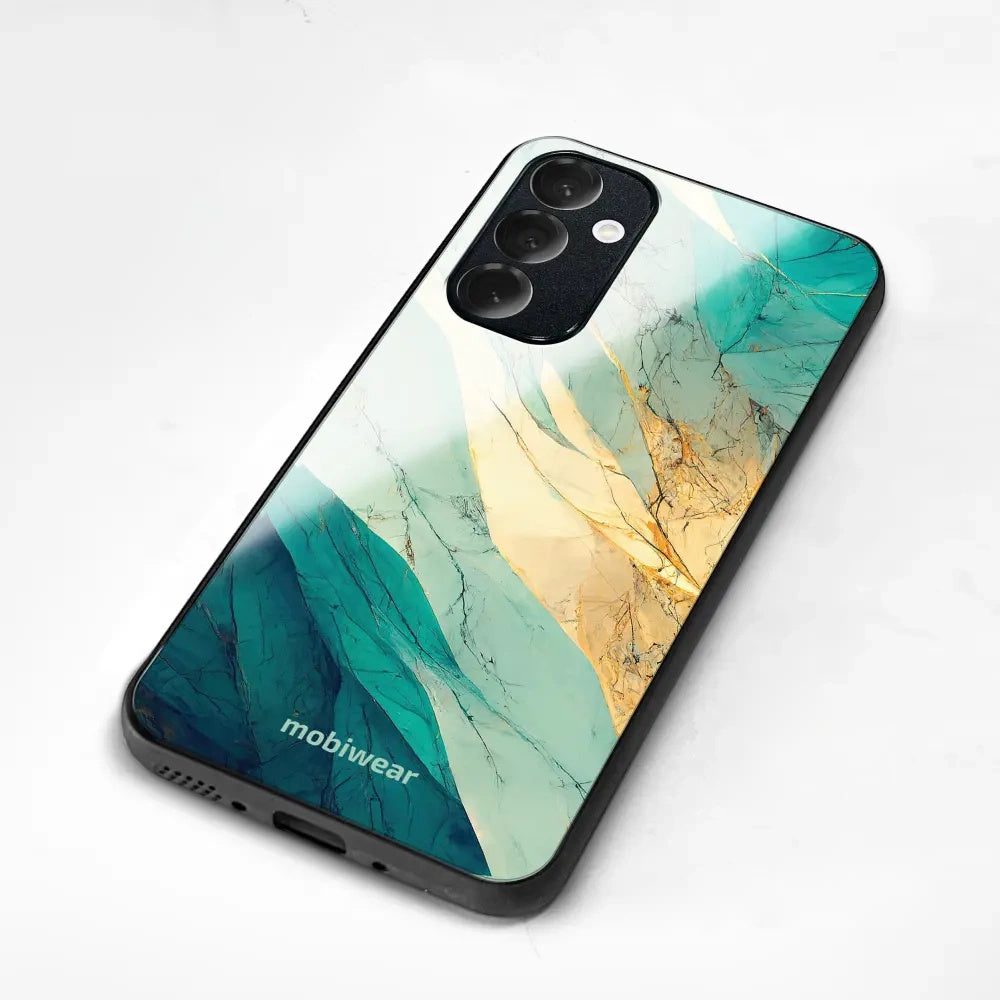 Handyhülle für iPhone 18 Pro, Mobiwear Glossy Case, Türkis-Marmor