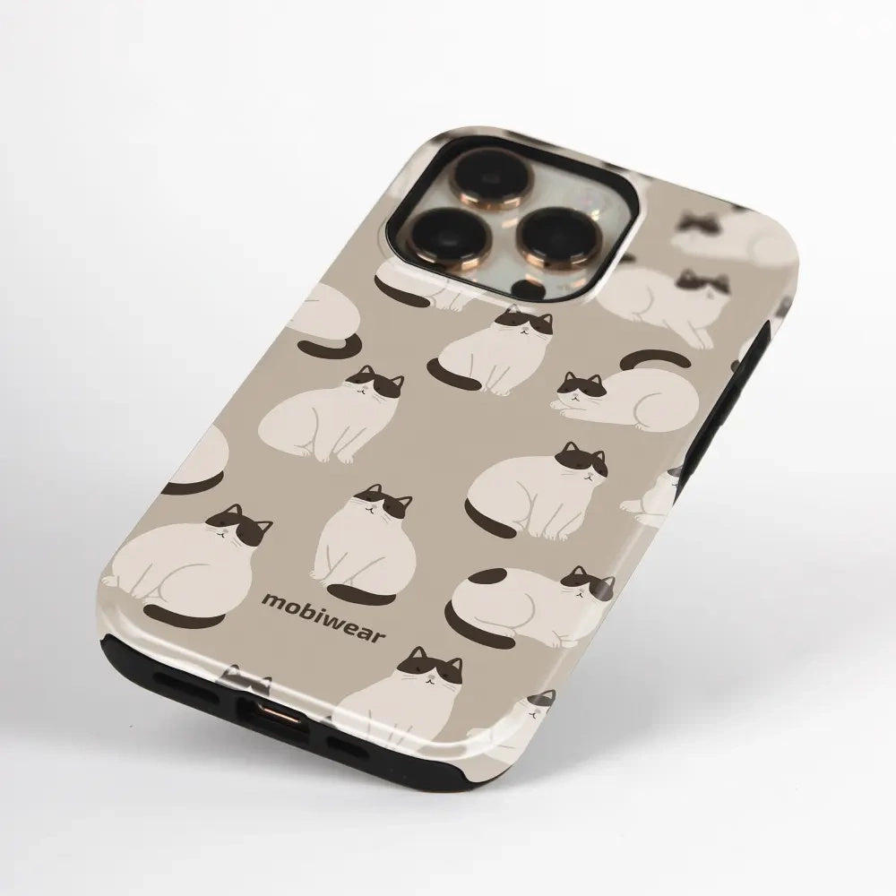 Handyhülle für iPhone 18 Pro, Mobiwear Elite Pro, Kaffe Miau