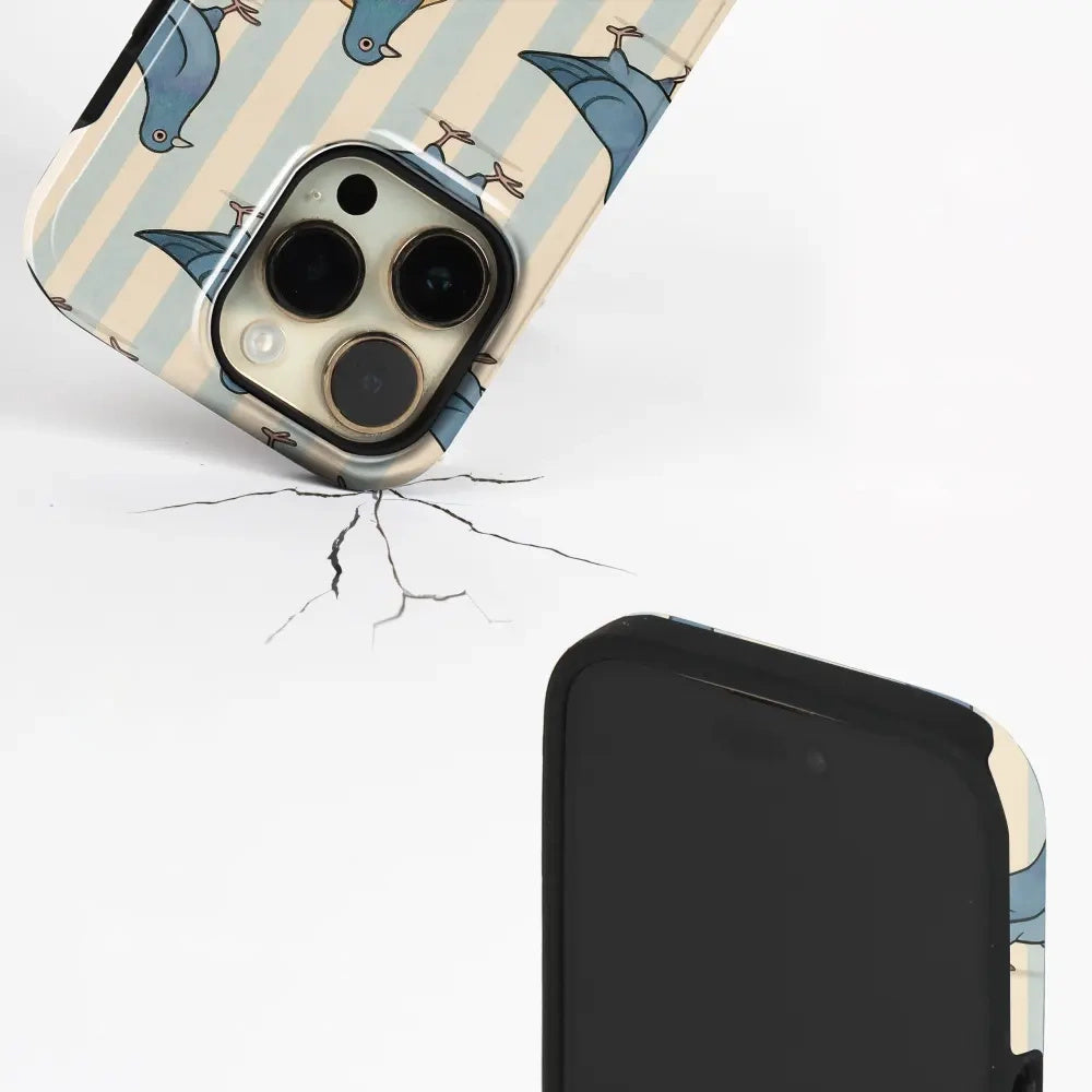 Handyhülle für iPhone 18 Pro, Mobiwear Elite Pro, Blaue Tauben