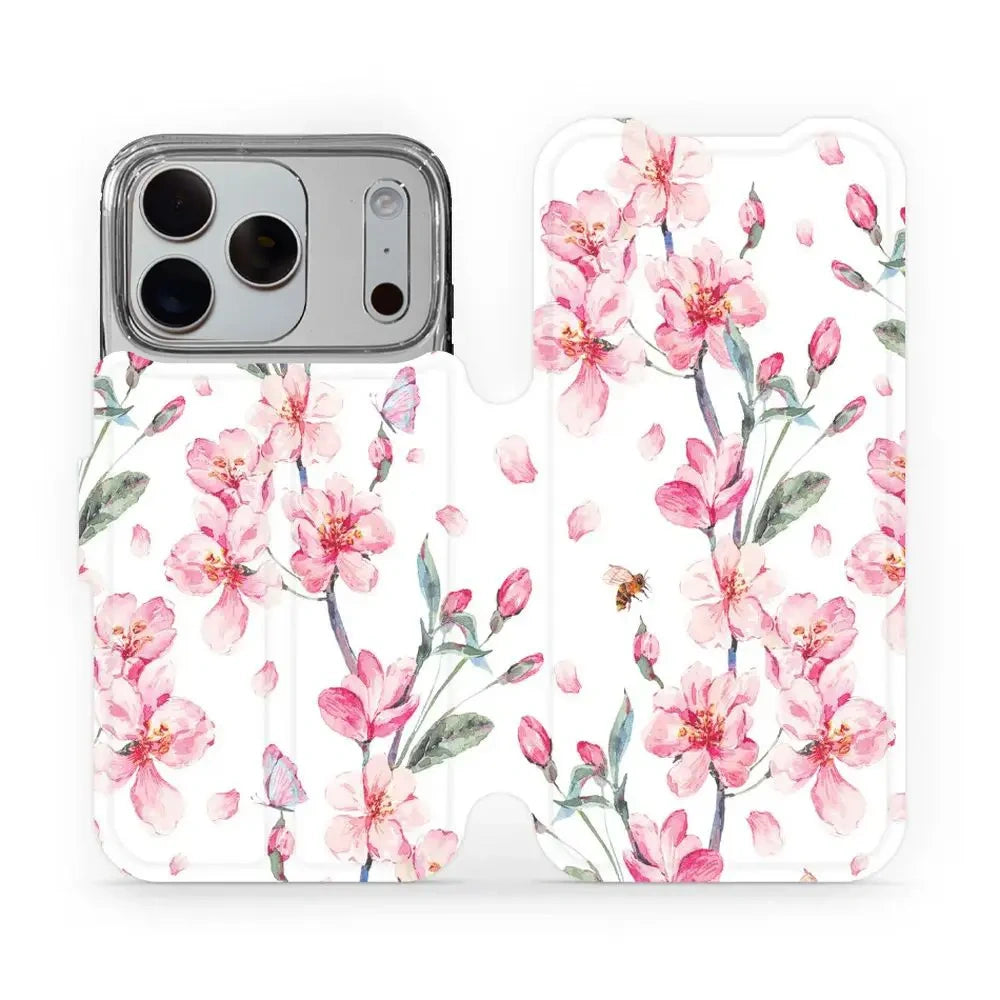 Handyhülle mit klappe für iPhone 18 Pro, Mobiwear Book, Rosa Frühling
