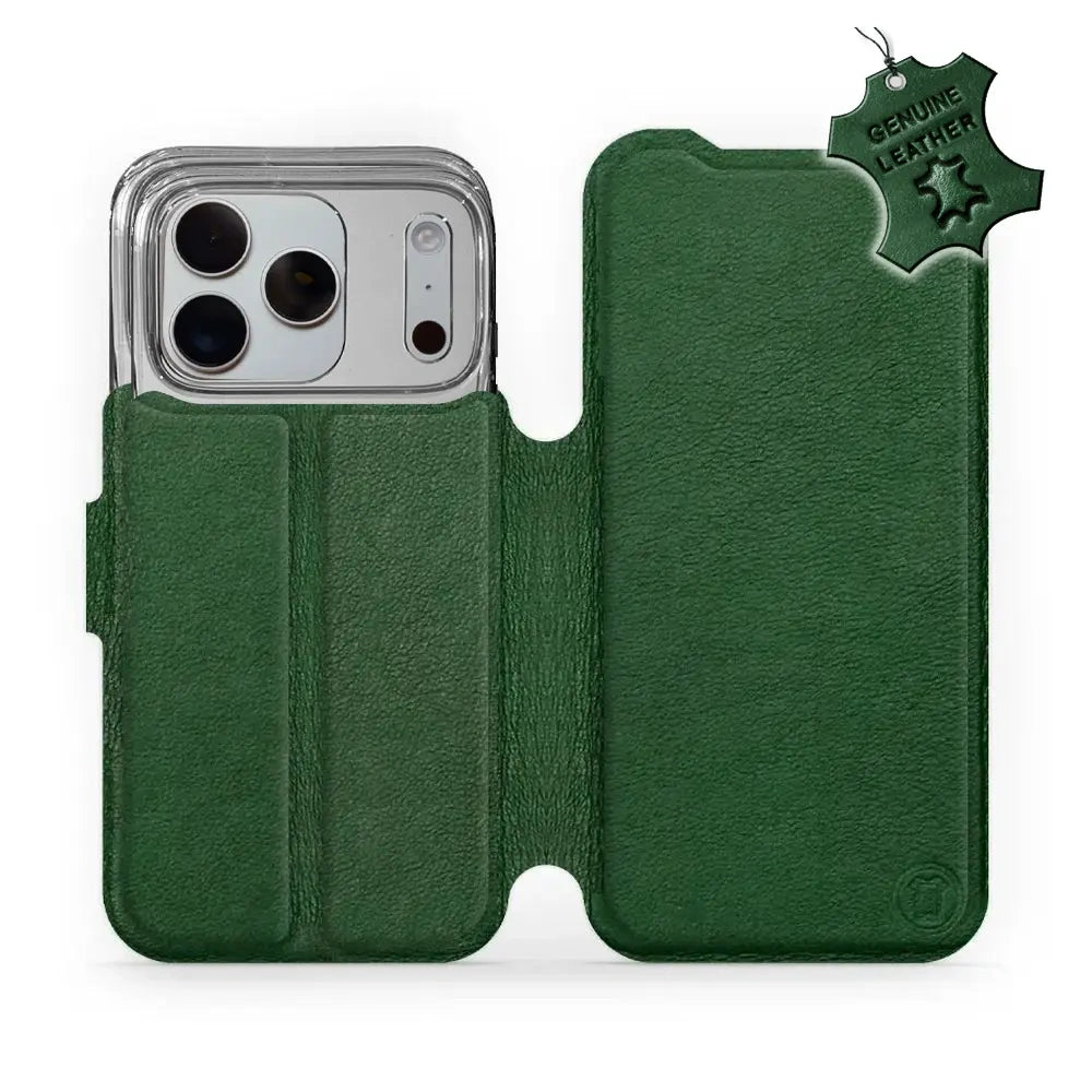 Echtleder Handyhülle für iPhone 18 Pro, Mobiwear Leather, Grün
