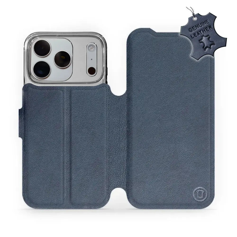 Echtleder Handyhülle für iPhone 18 Pro, Mobiwear Leather, Dunkelblau