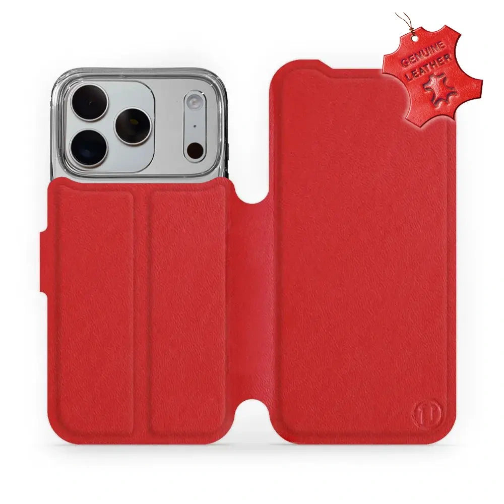 Echtleder Handyhülle für iPhone 18 Pro, Mobiwear Leather, Rot