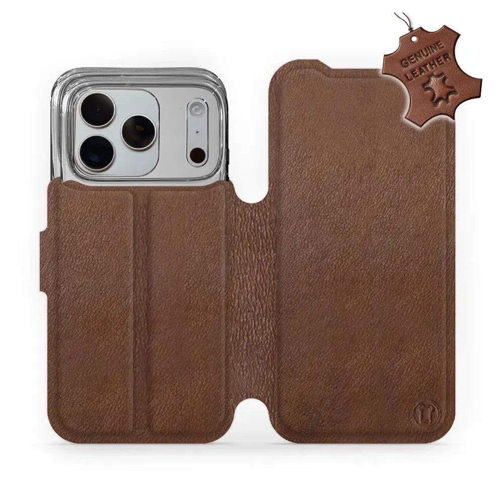 Echtleder Handyhülle für iPhone 18 Pro, Mobiwear Leather, Braun