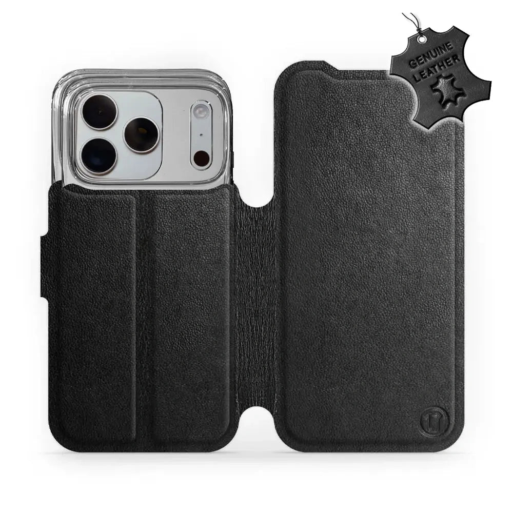 Echtleder Handyhülle für iPhone 18 Pro, Mobiwear Leather, Schwarz