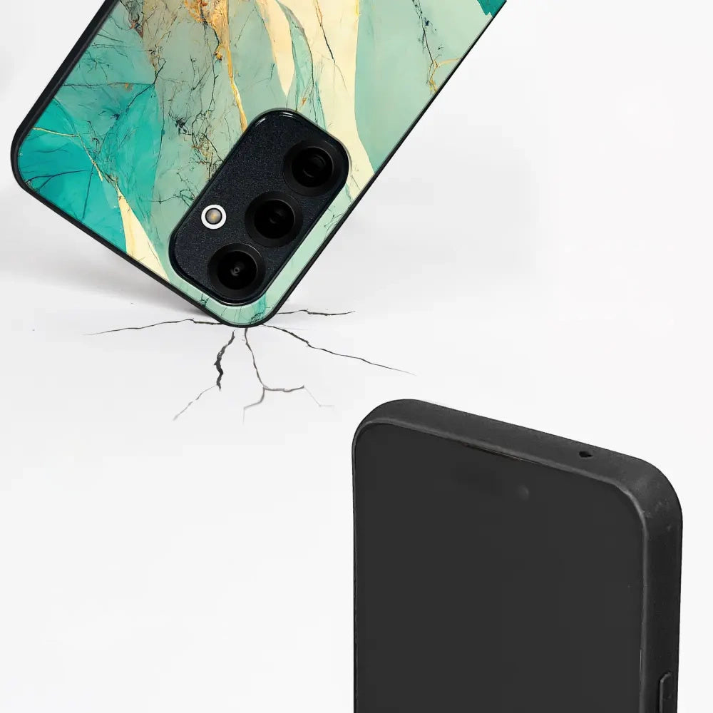 Handyhülle für iPhone 18 Pro Max, Mobiwear Glossy Case, Türkis-Marmor