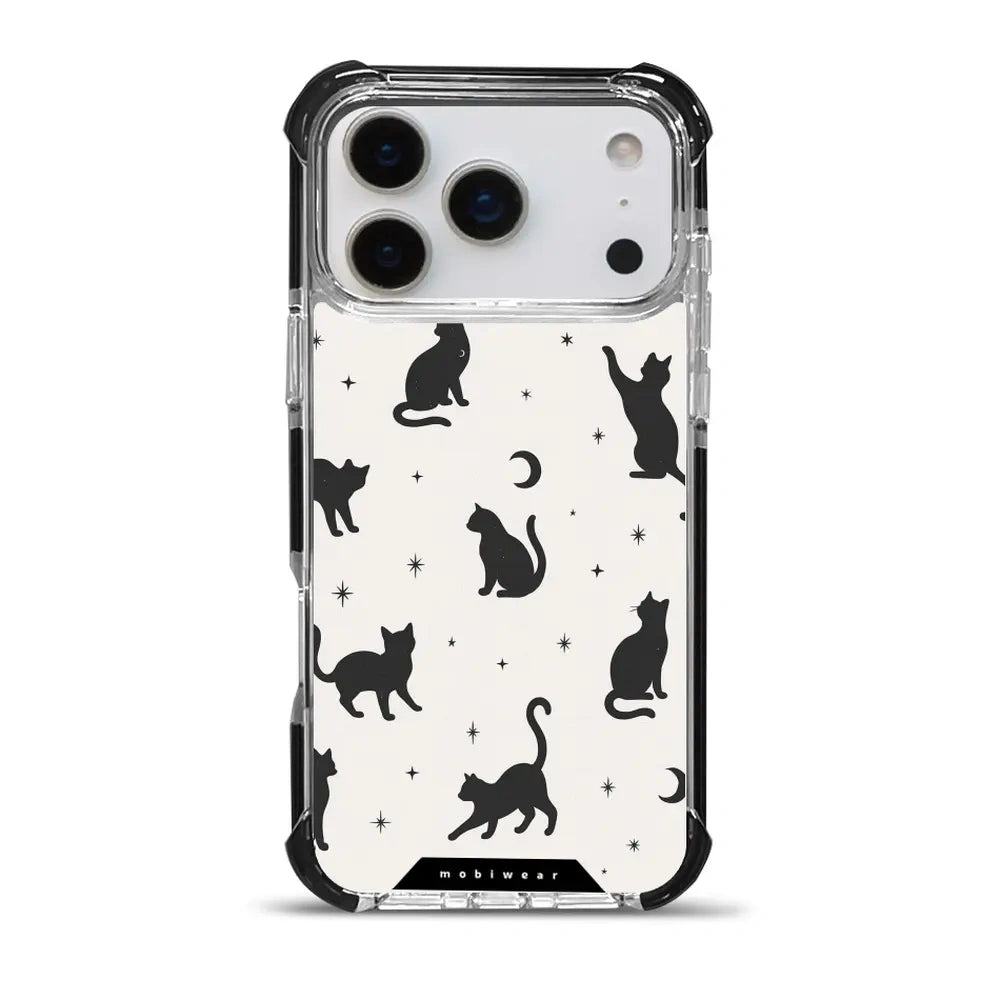 Handyhülle für iPhone 18 Pro Max mit MagSafe, Mobiwear Elite Bumper, Katzen-Nacht