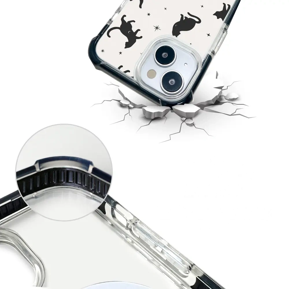 Handyhülle für iPhone 18 Pro Max mit MagSafe, Mobiwear Elite Bumper, Katzen-Nacht