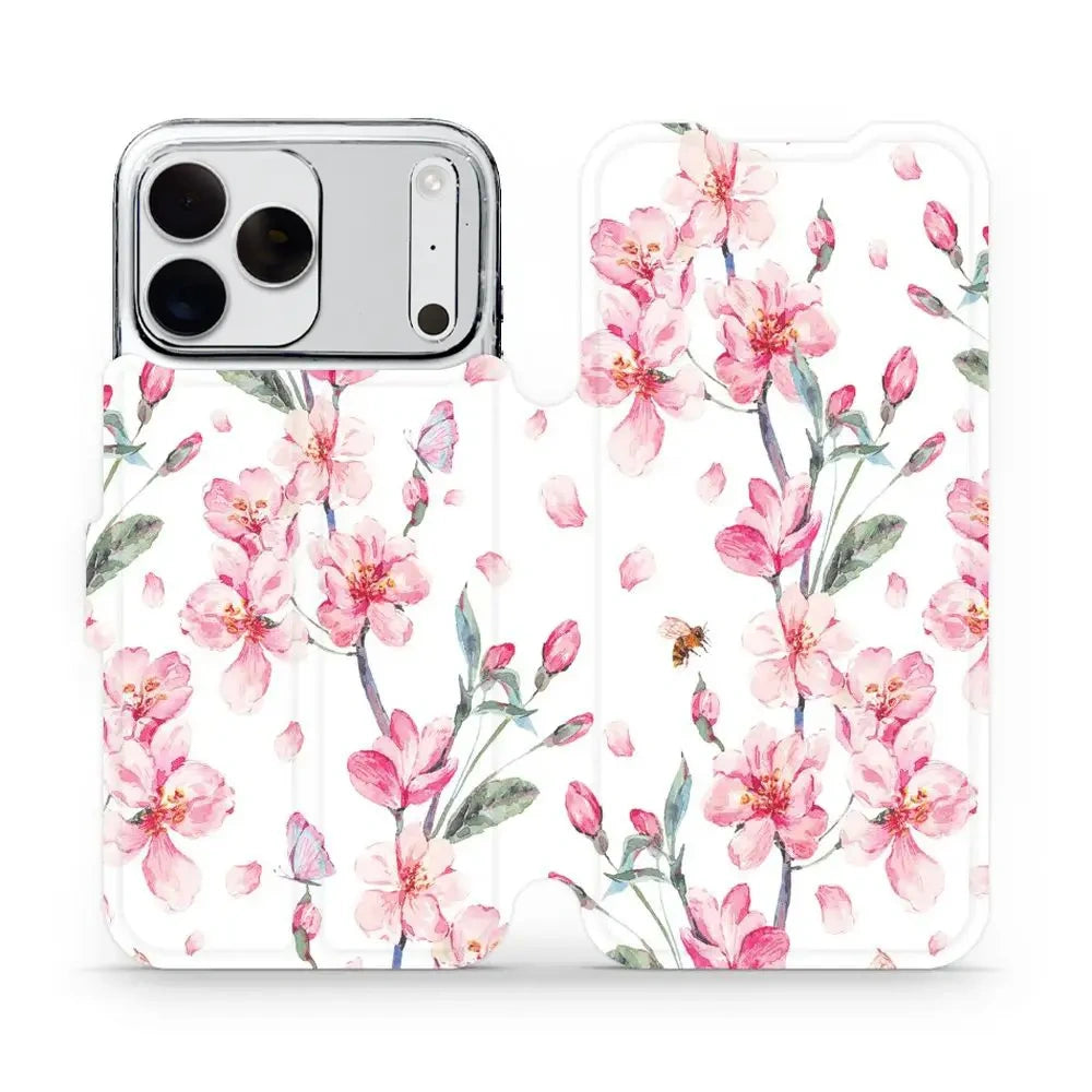 Handyhülle mit klappe für iPhone 18 Pro Max, Mobiwear Book, Rosa Frühling