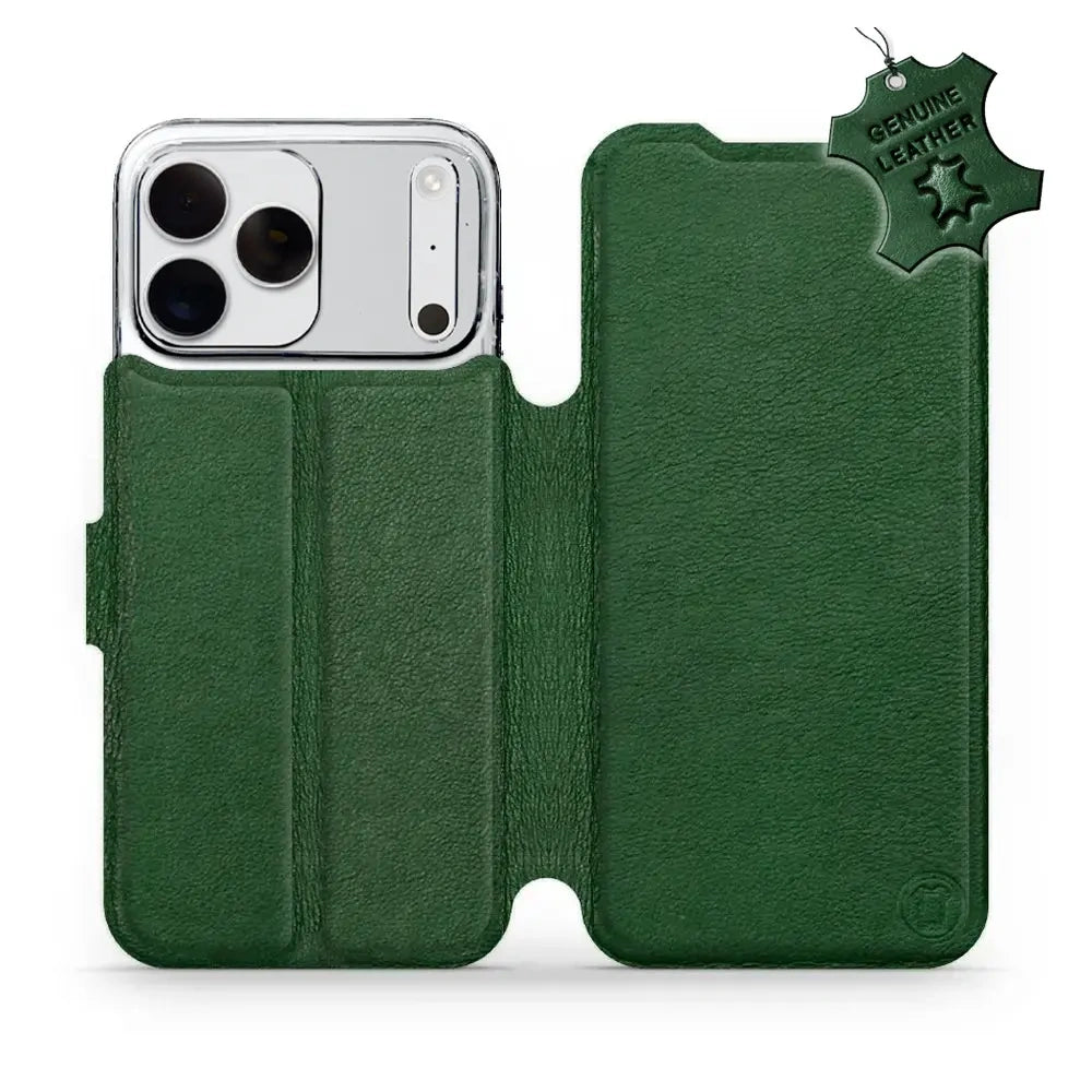 Echtleder Handyhülle für iPhone 18 Pro Max, Mobiwear Leather, Grün