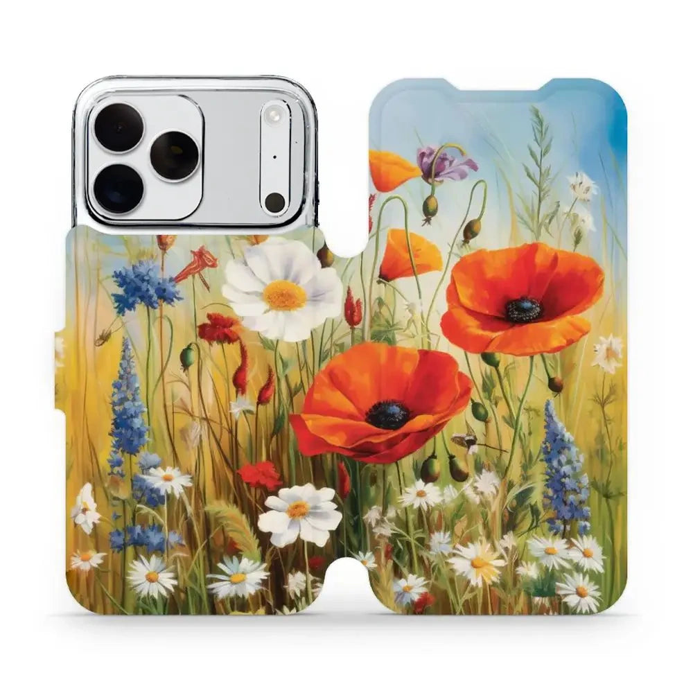 Handyhülle mit klappe für iPhone 18 Pro Max, Mobiwear Book, Wiesenblumen