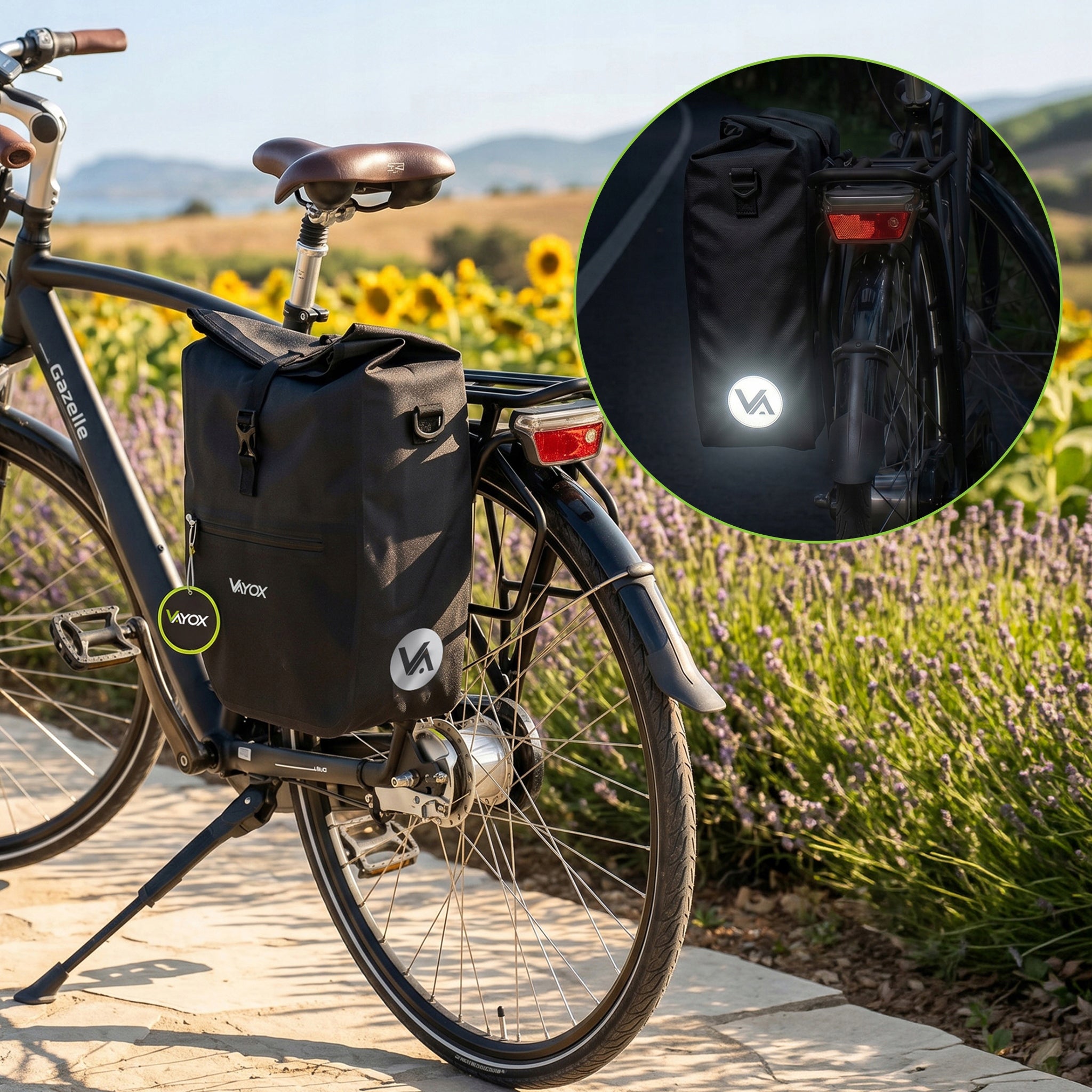 Fahrradtasche für den Gepäckträger, Vayox VA0445B 25L, Schwarz