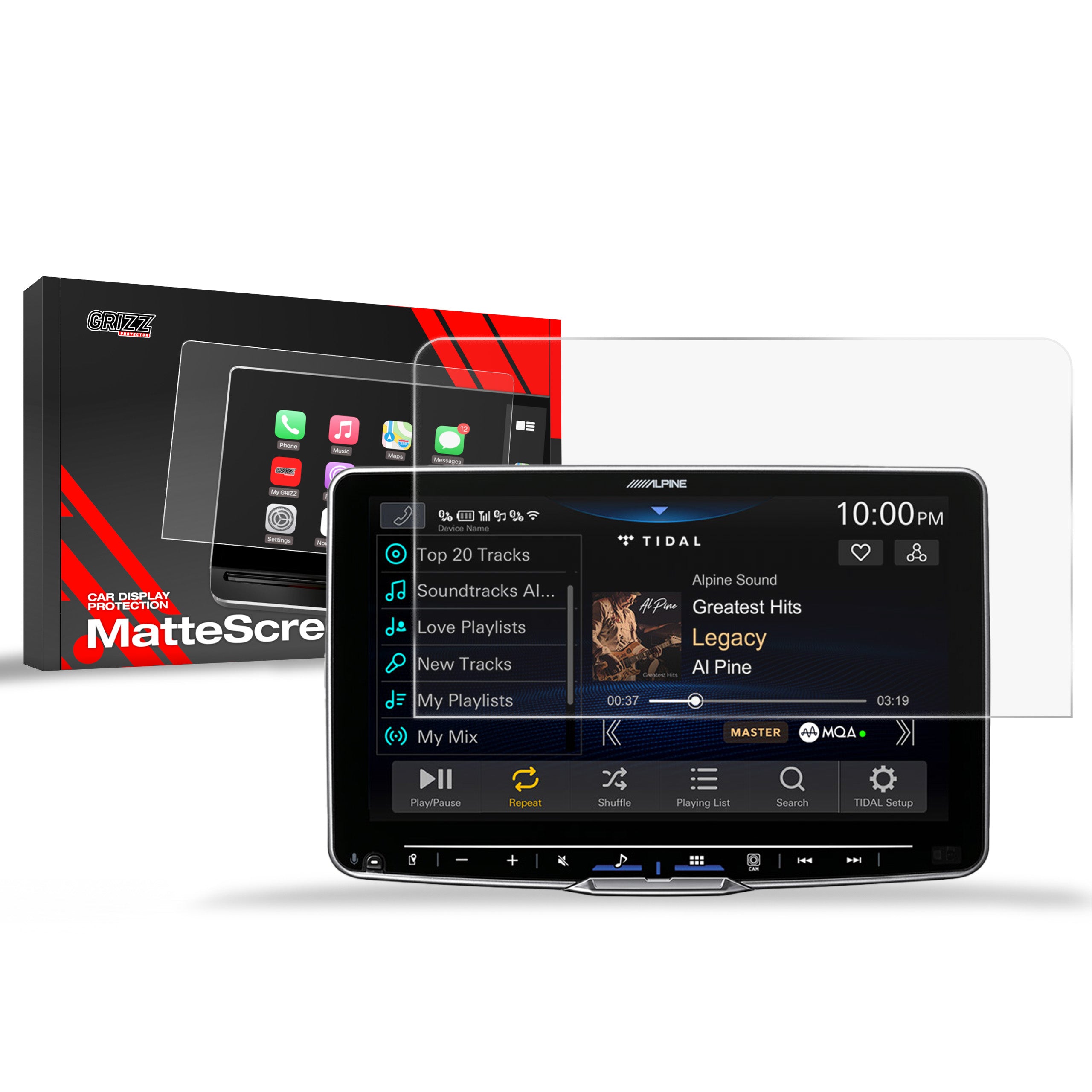 Matte Autodisplayfolie für Alpine Halo9 iLX-F905D, Grizz Protector