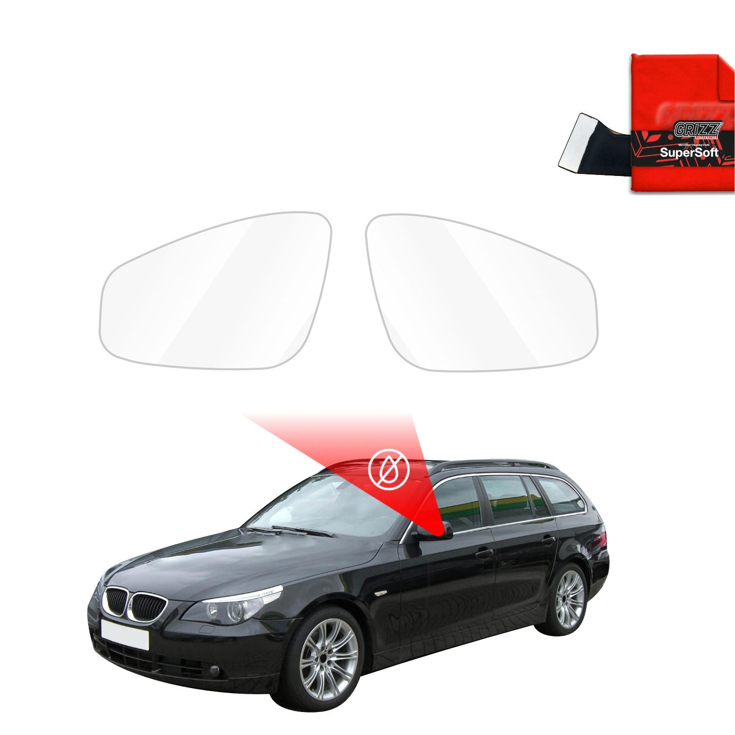 Regenschutzfolie Grizz Protector für Außenspiegel - BMW 5 E61 Kombi PreLCI (2003-2007)