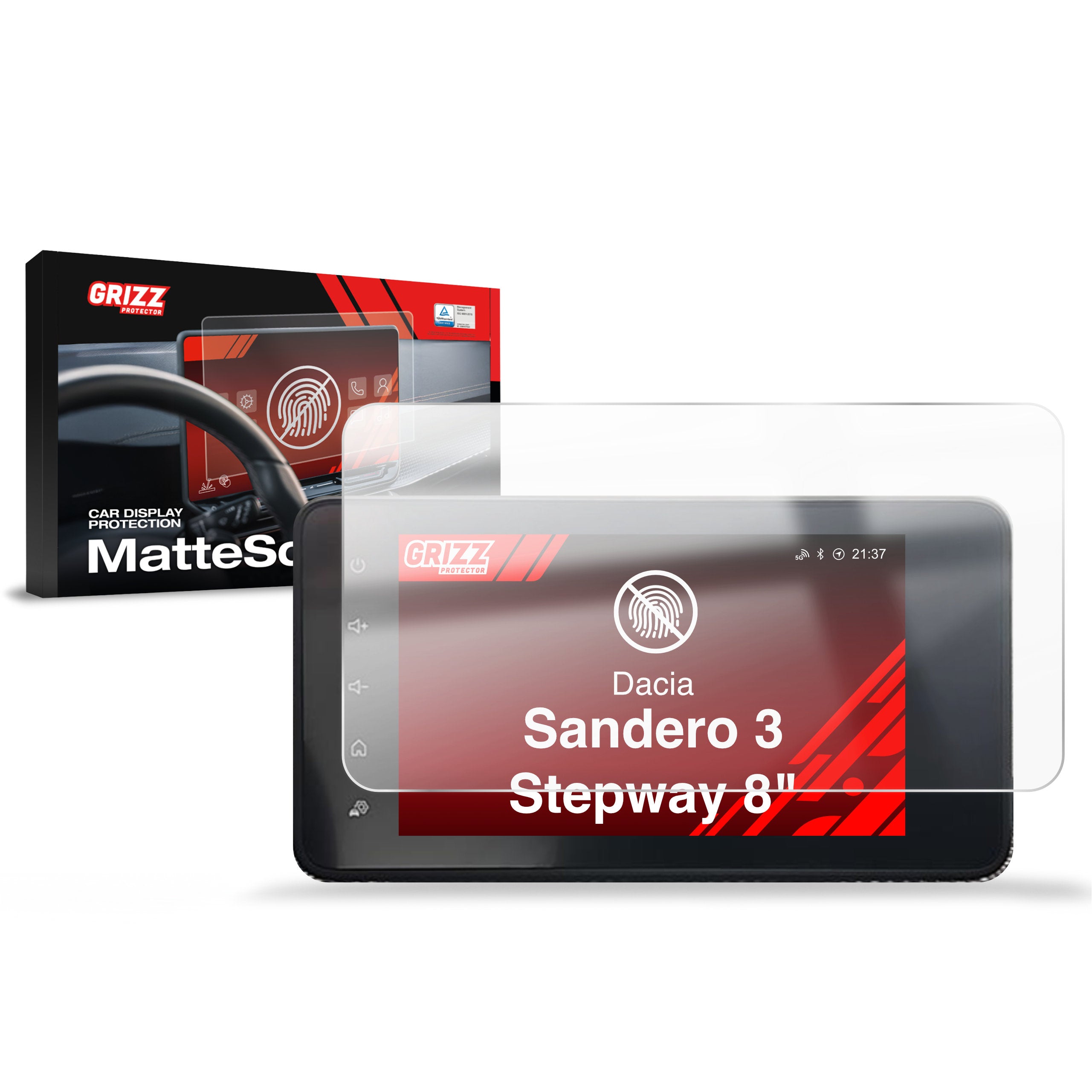 Matte Autodisplayfolie für Dacia Sandero 3 Stepway 8" (2020-2026), Grizz Protector