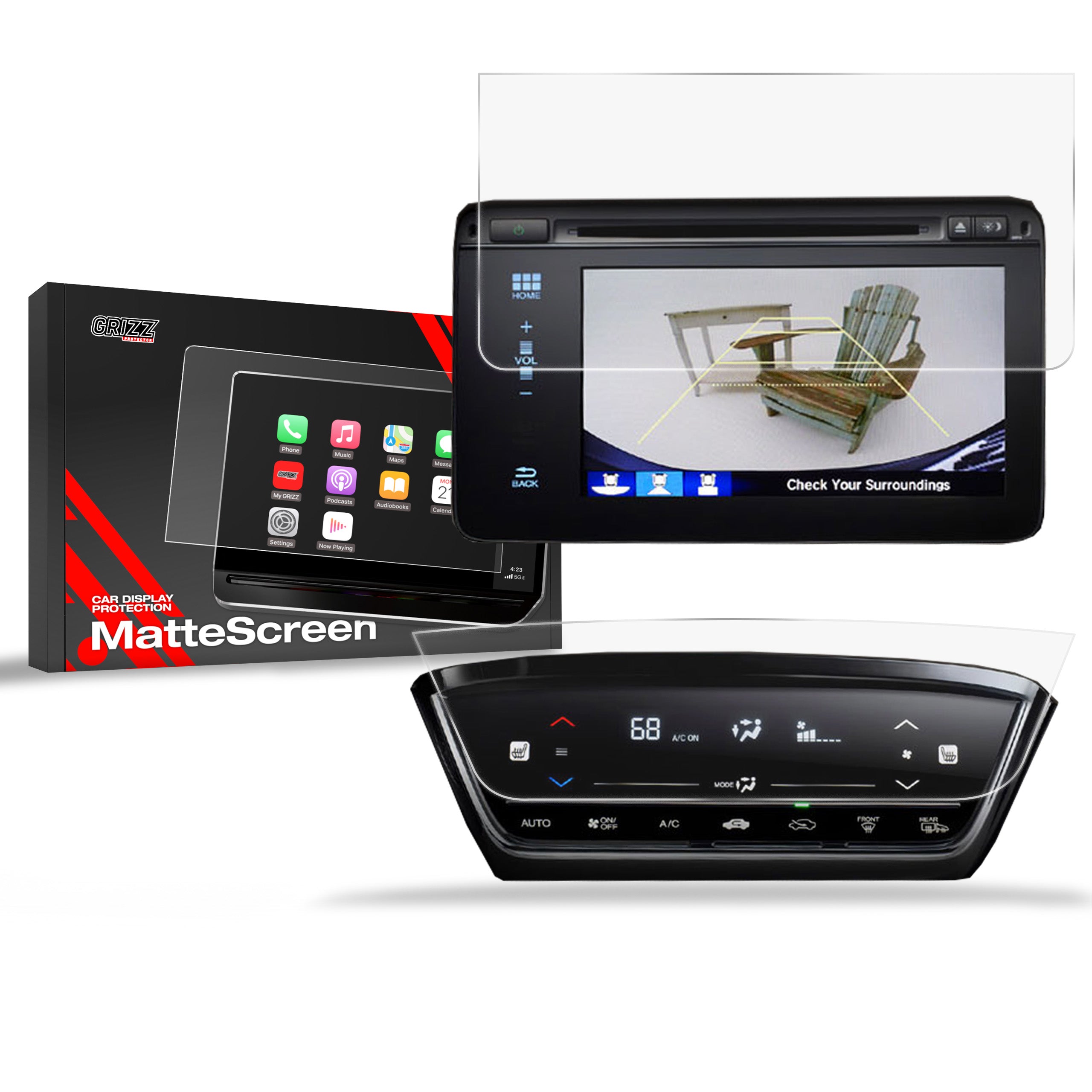 Matte Autodisplayfolie 2in1 für Honda HR-V 2 (2015-2018), Grizz Protector