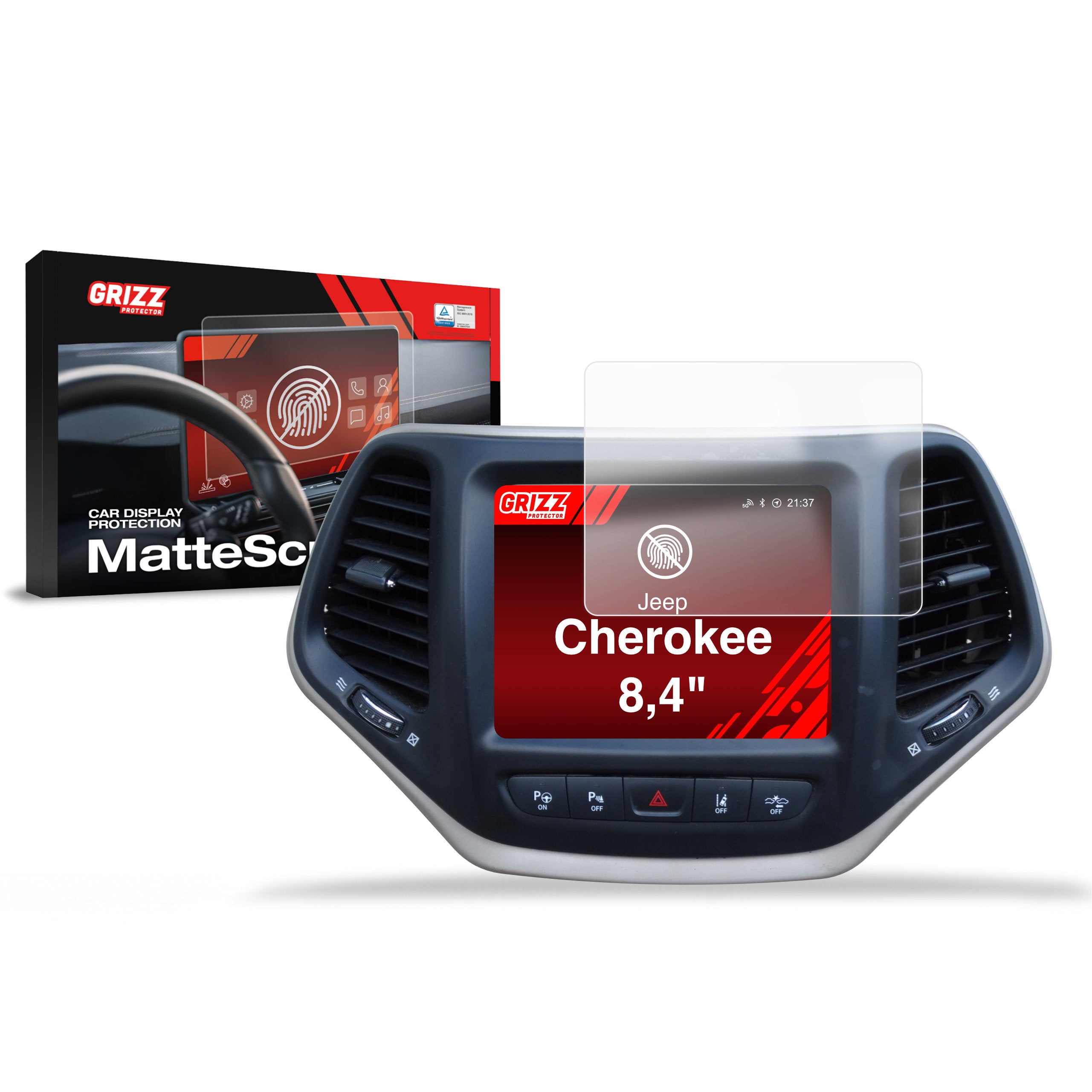 Matte Autodisplayfolie für Jeep Cherokee (2019-2023), Grizz Protector