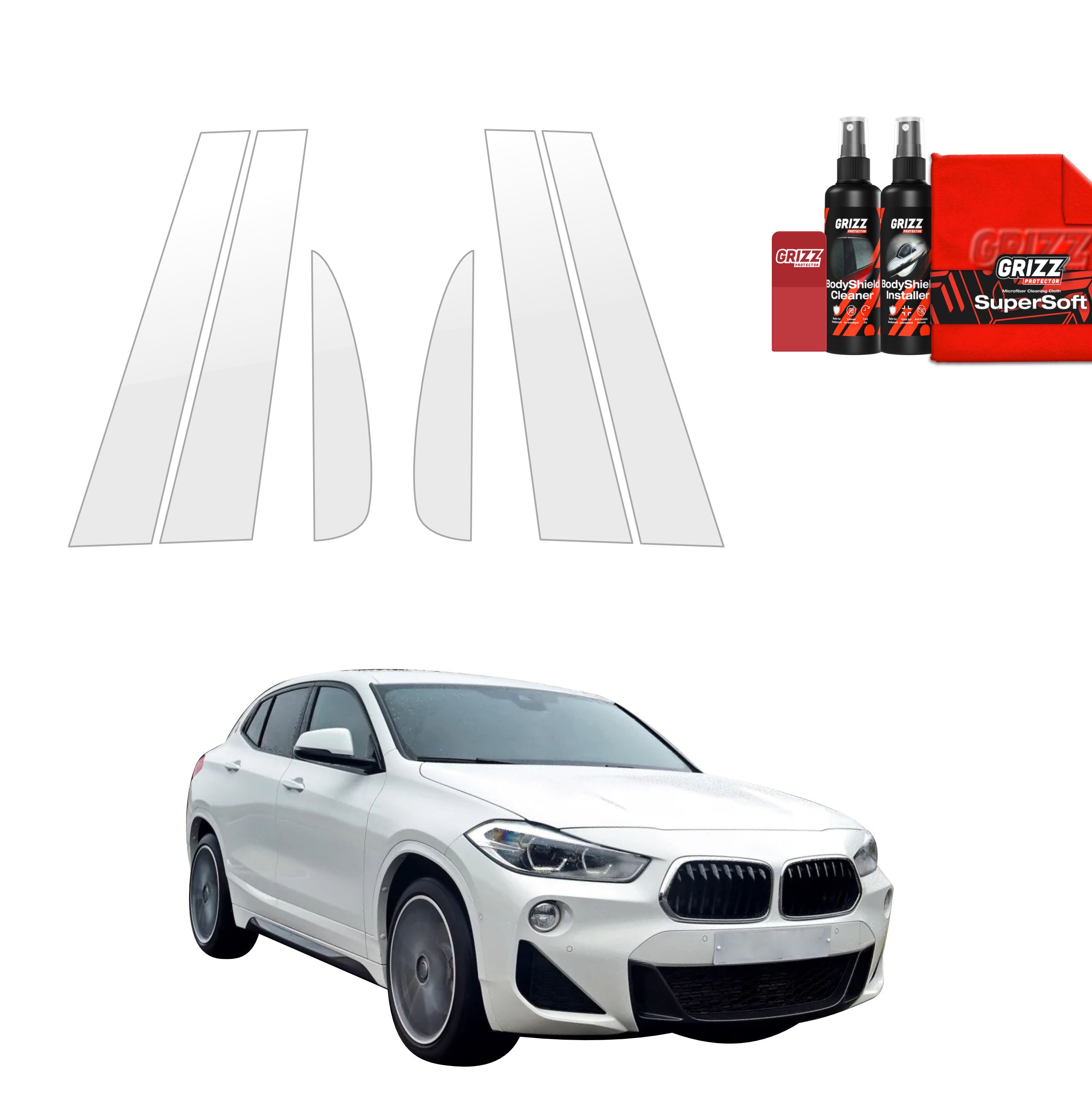 6in1 Schutzfolie Grizz Protector für B-C-Säule - BMW X2 (2017-2023)