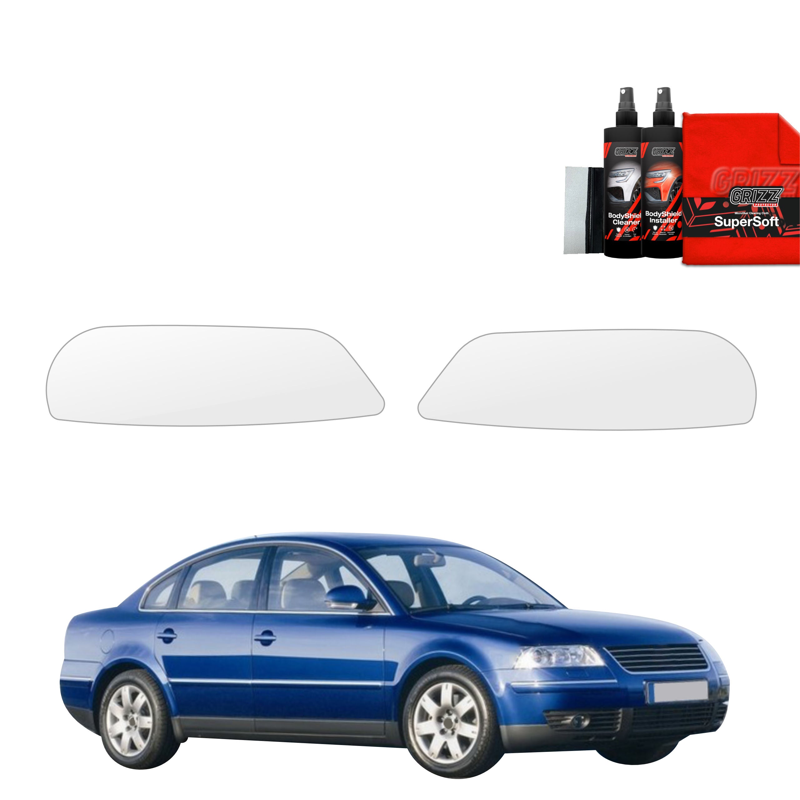 2in1 Schutzfolie Grizz Protector für Scheinwerfer - Volkswagen Passat B5 Sedan Facelifting (2000-2005)
