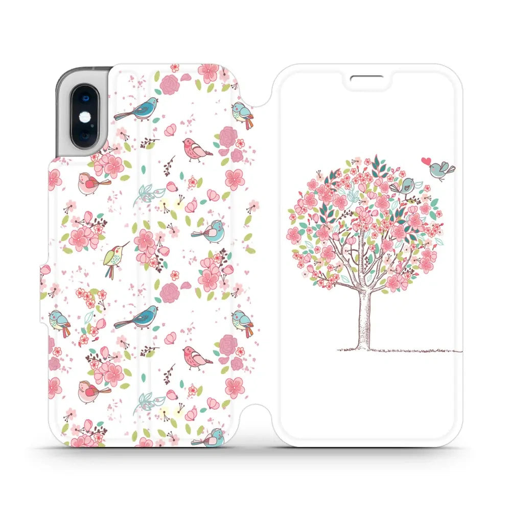 Handyhülle mit klappe für iPhone Xs, Mobiwear Book, Rosa Hain