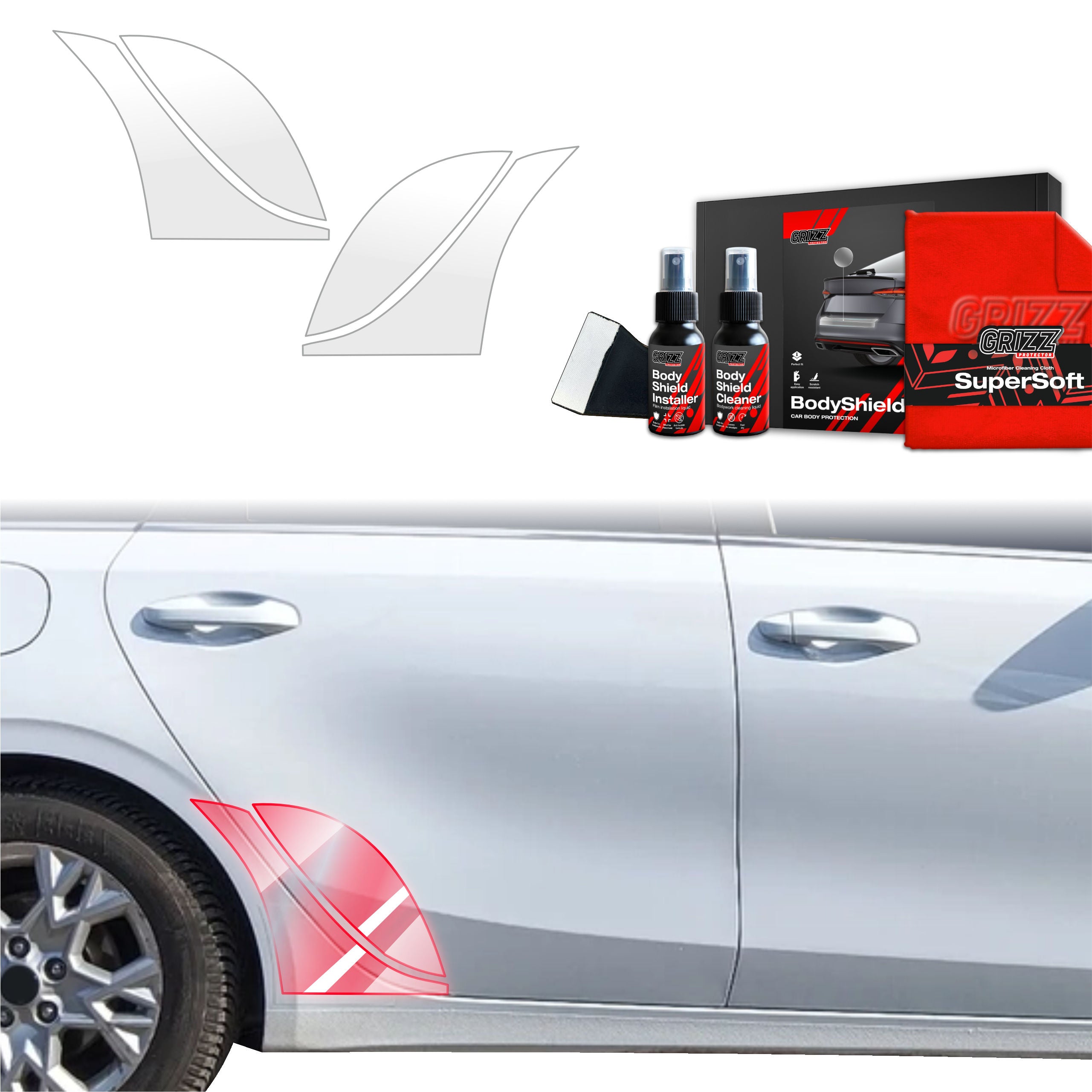 4in1 Schutzfolie Grizz Protector für hinteren & vorderen Seitenschwelle - Kia Ceed Hatchback (2021-2025)