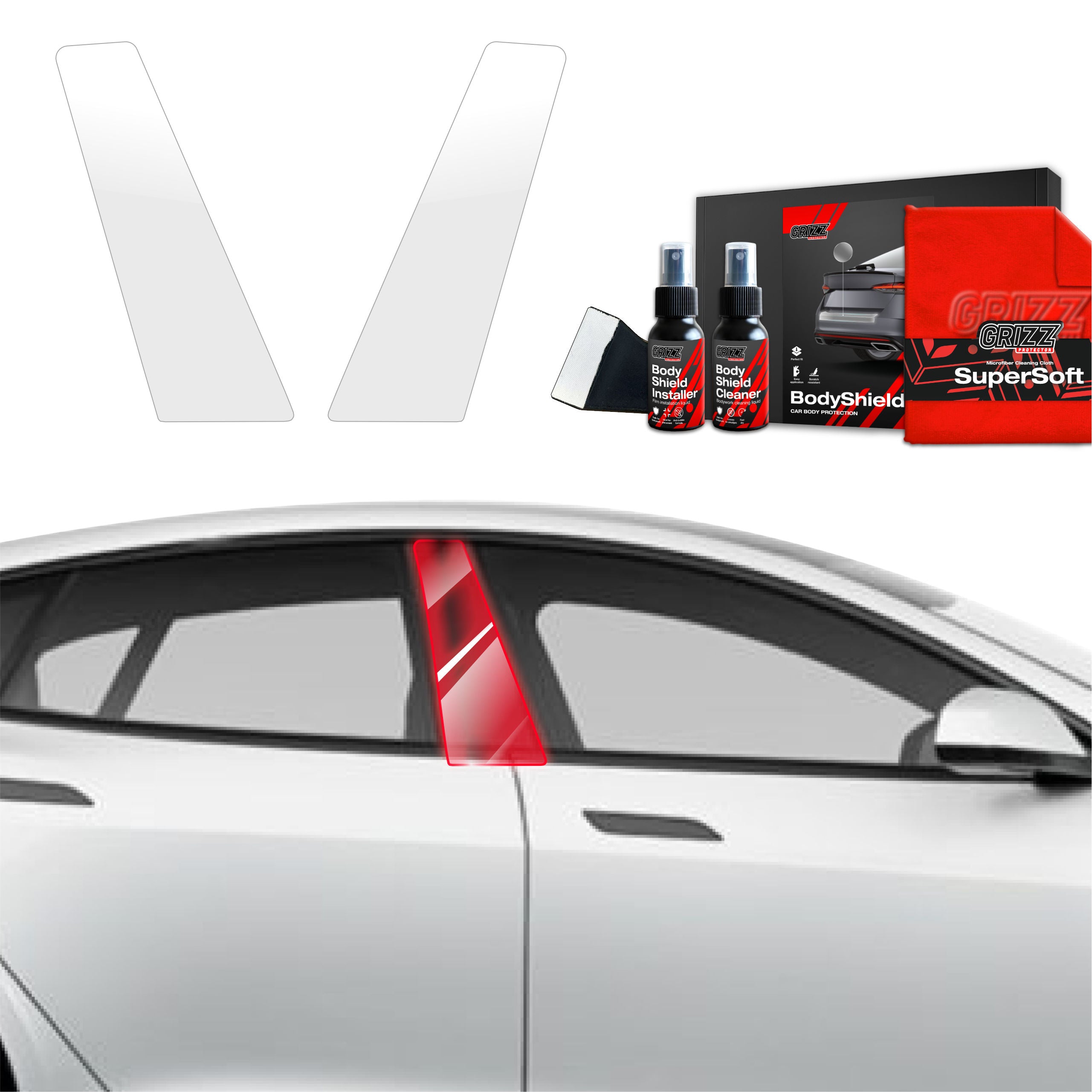 2in1 Schutzfolie Grizz Protector für B-Säule - Tesla Model S (2023-2026)
