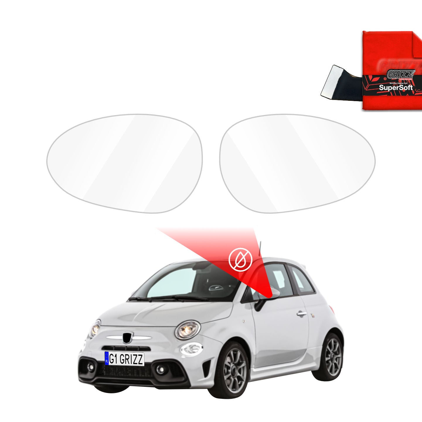 Regenschutzfolie Grizz Protector für Außenspiegel - Abarth 595 (2016-2022)