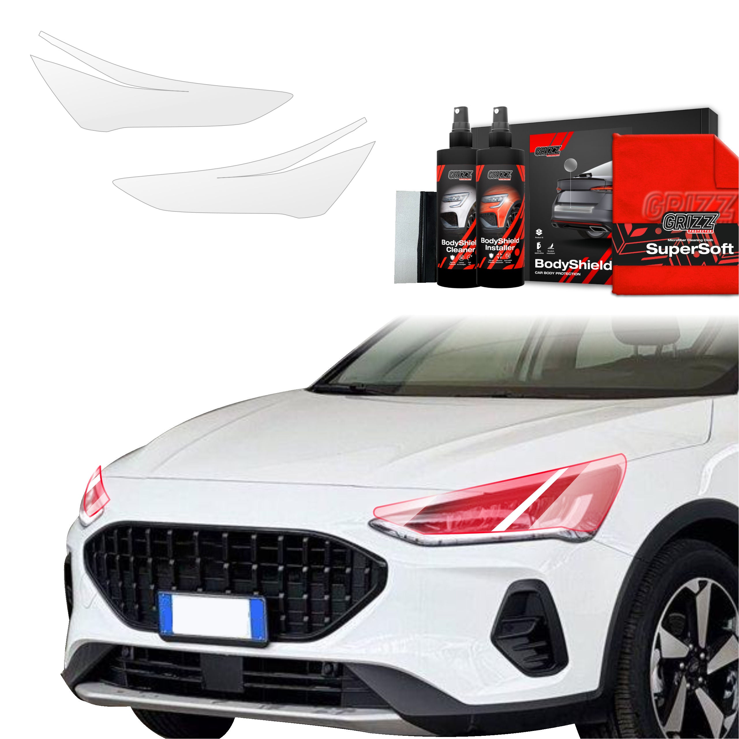 2in1 Schutzfolie Grizz Protector für Scheinwerfer - Ford Focus Active X Kombi Facelift (2021-2025)