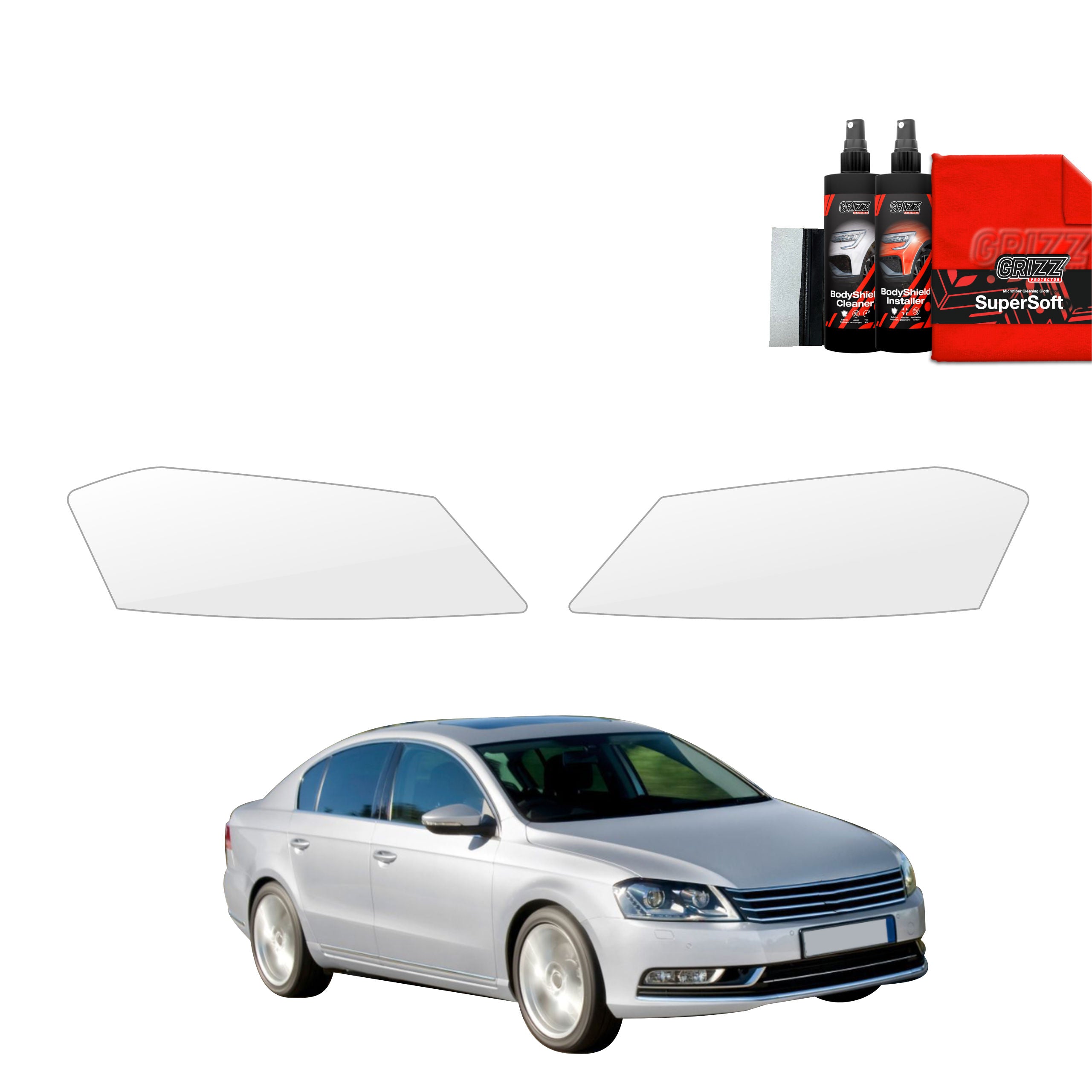 2in1 Schutzfolie Grizz Protector für Scheinwerfer - Volkswagen Passat B7 Sedan (2010-2014)
