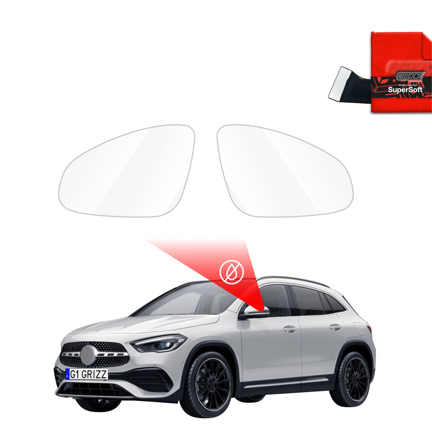Regenschutzfolie Grizz Protector für Außenspiegel - Mercedes GLA 200 (2020-2026)