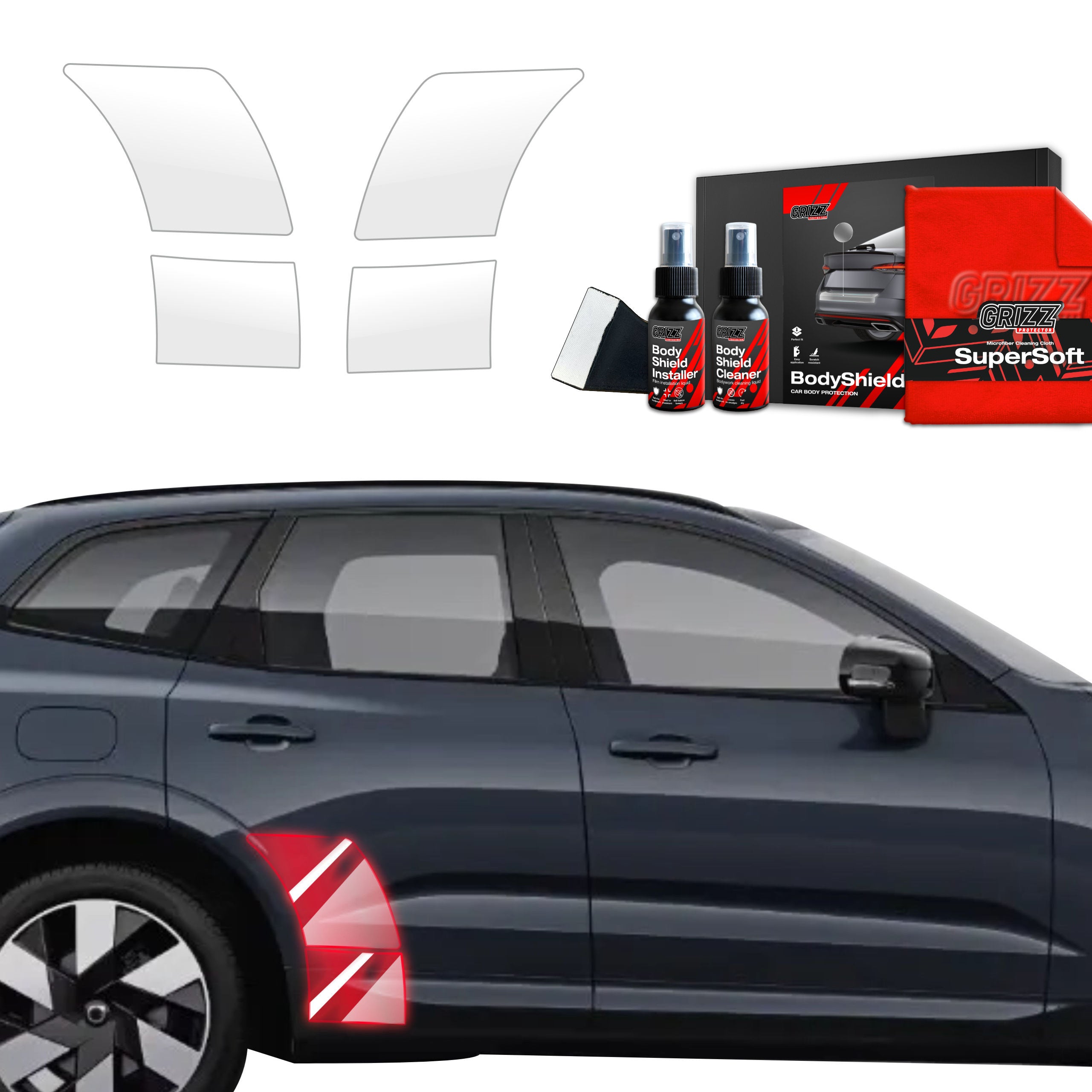 4in1 Schutzfolie Grizz Protector für hinteren & vorderen Seitenschwelle - Volvo XC60 2 (2022-2026)