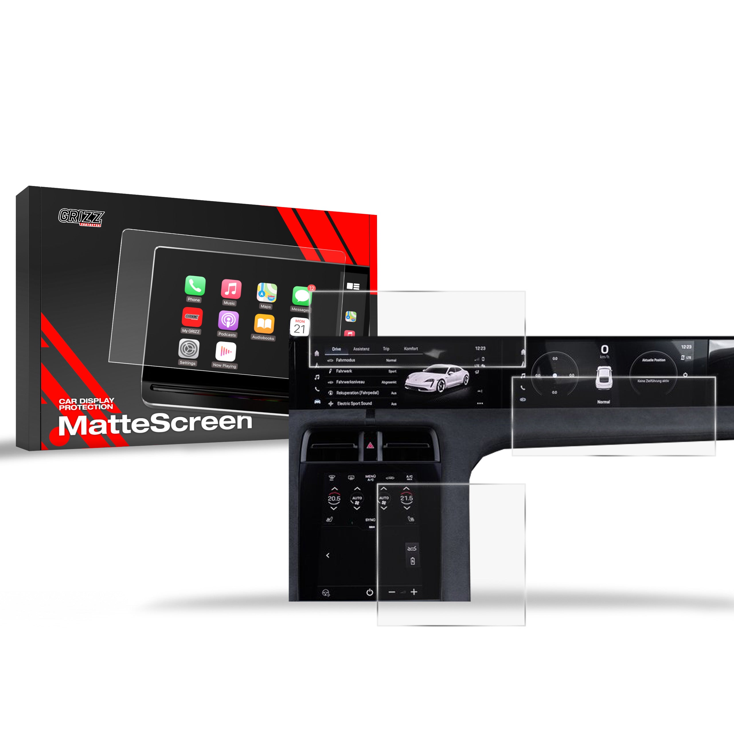 Matte Autodisplayfolie 3in1 für Porsche Taycan (2019-2026), Grizz Protector