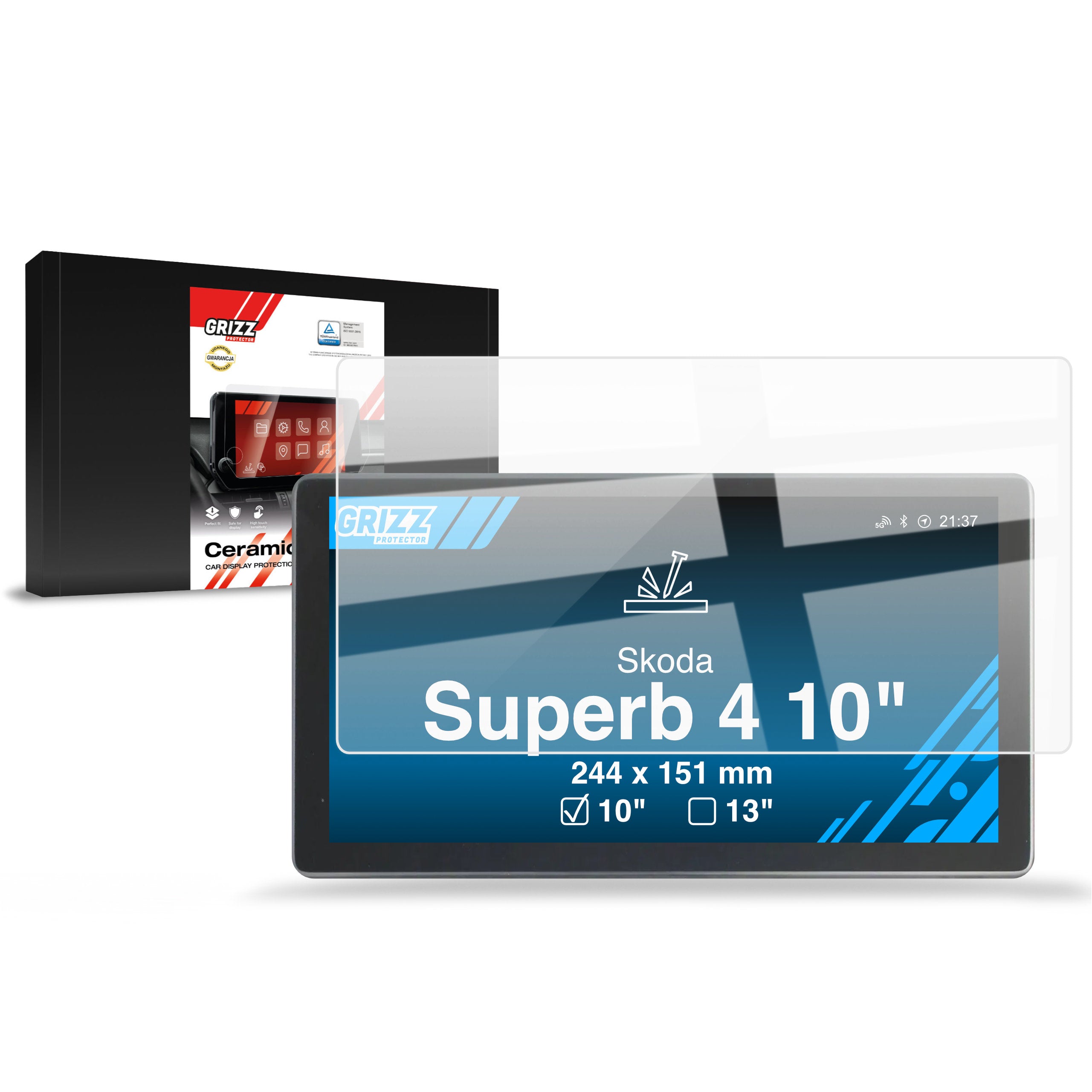 Keramische Autodisplayfolie für Skoda Superb 4 10" (2024-2026), Grizz Protector