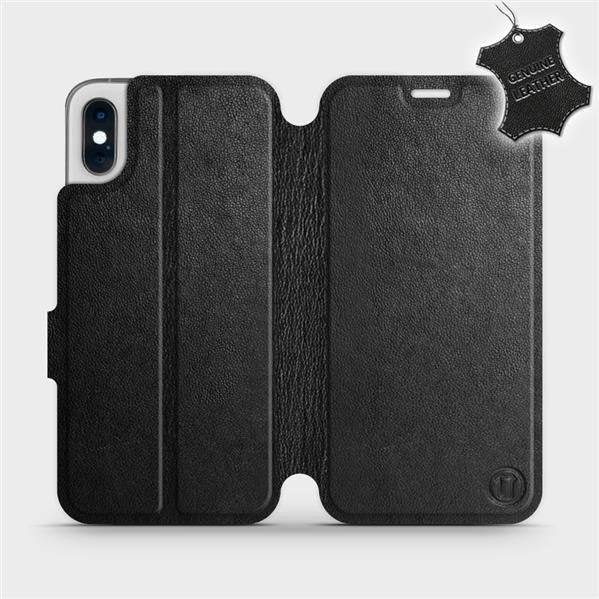 Echtleder Handyhülle für iPhone Xs, Mobiwear Leather, Schwarz