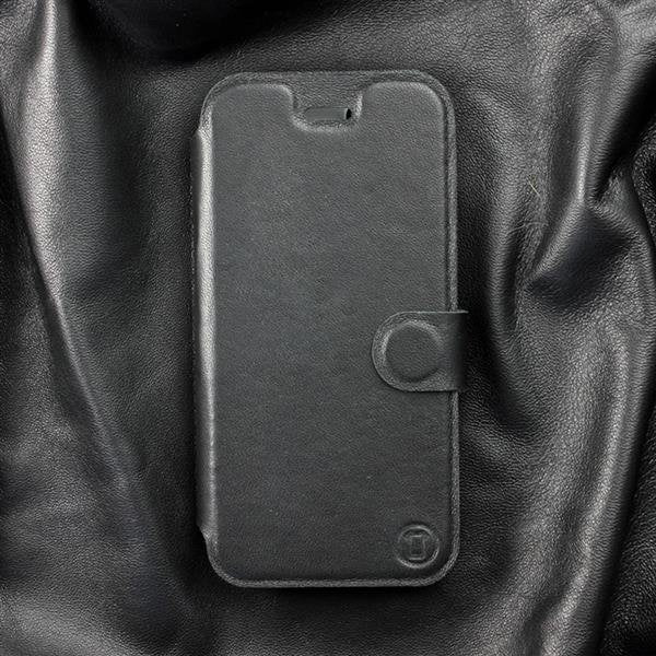 Echtleder Handyhülle für iPhone Xs, Mobiwear Leather, Schwarz