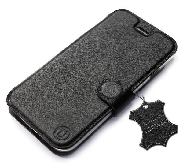 Echtleder Handyhülle für iPhone Xs, Mobiwear Leather, Schwarz